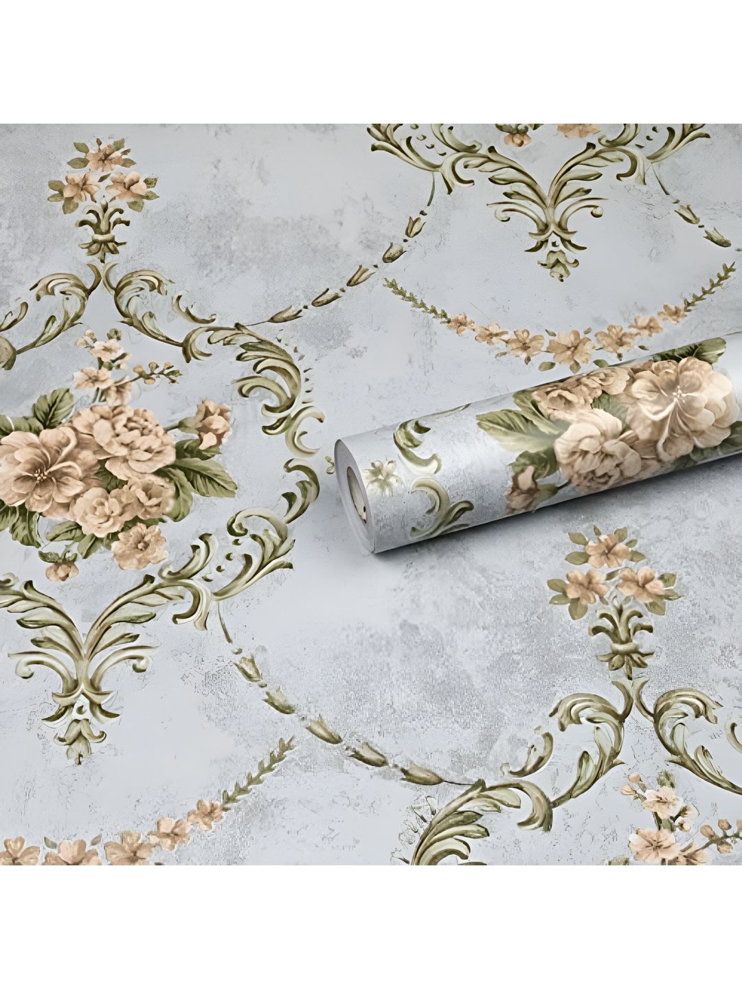 INDIAN ROYALS INDIAN ROYALS Green Damask Printed Self-Adhesive Wall Sticker