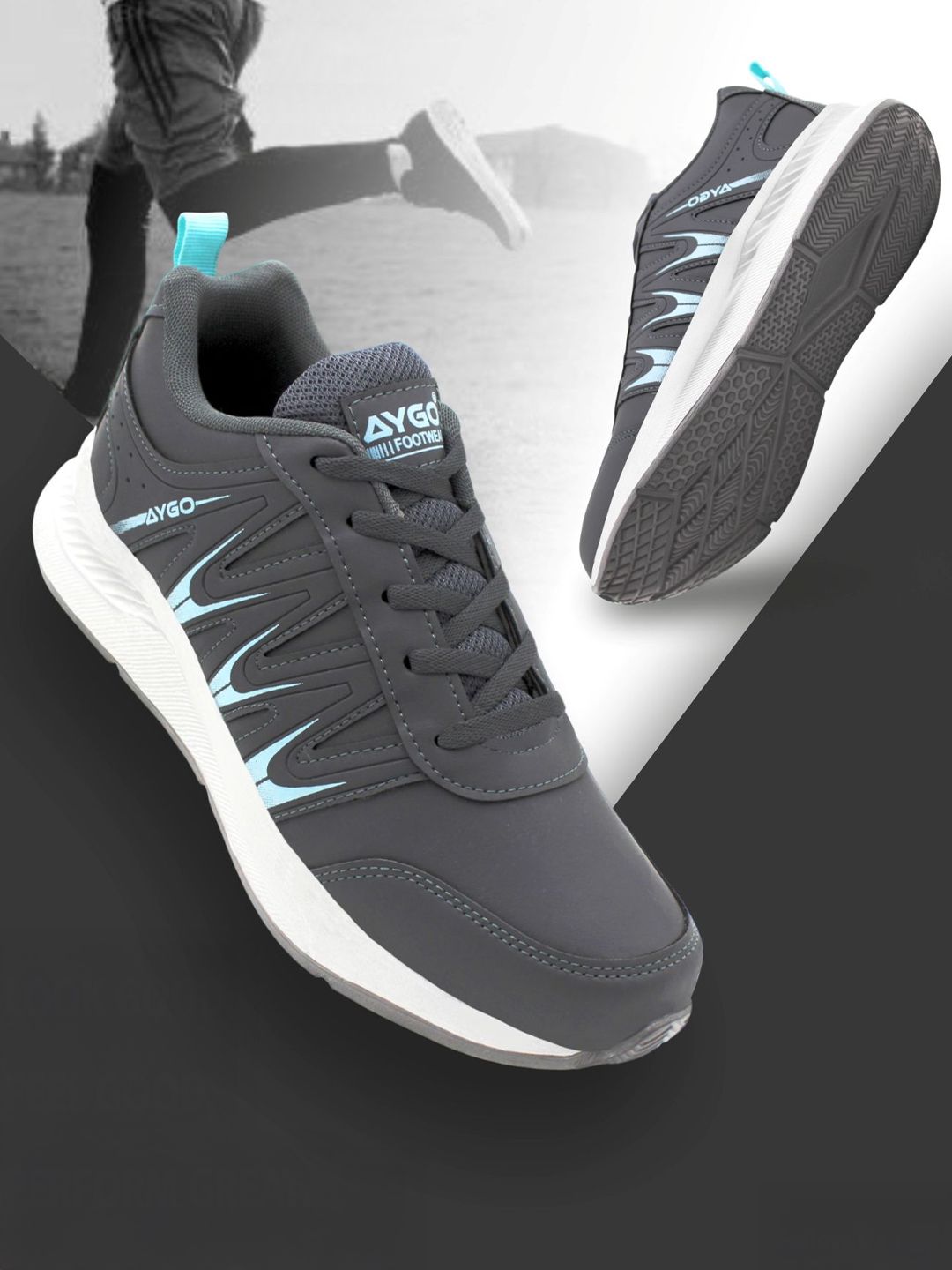 AYGO Men Running Non-Marking Lace-Ups Sports Shoes