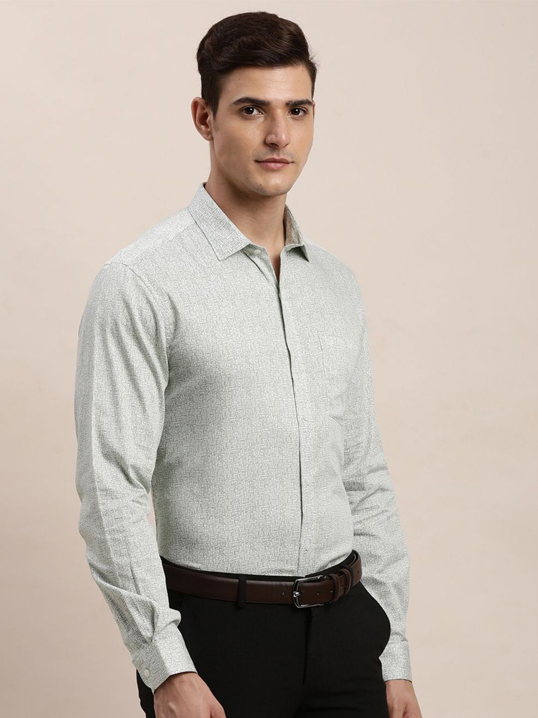 Turtle Classic Micro Ditsy Printed Pure Cotton Slim Fit Formal Shirt