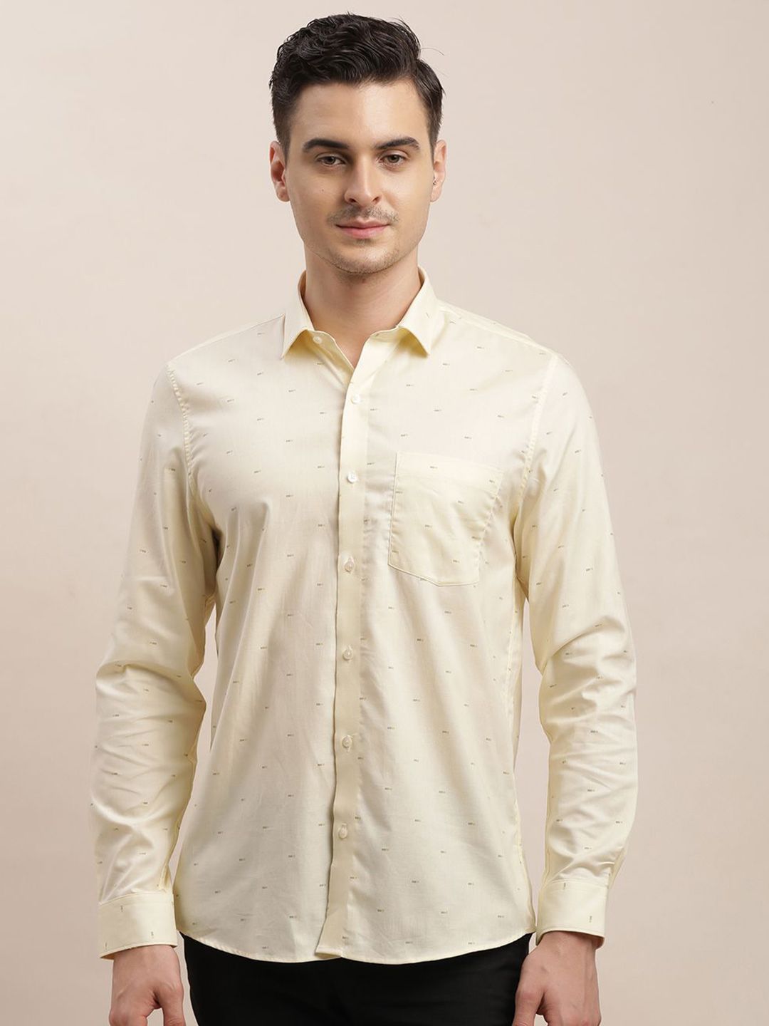 Turtle Classic Slim Fit Printed Formal Opaque Shirt