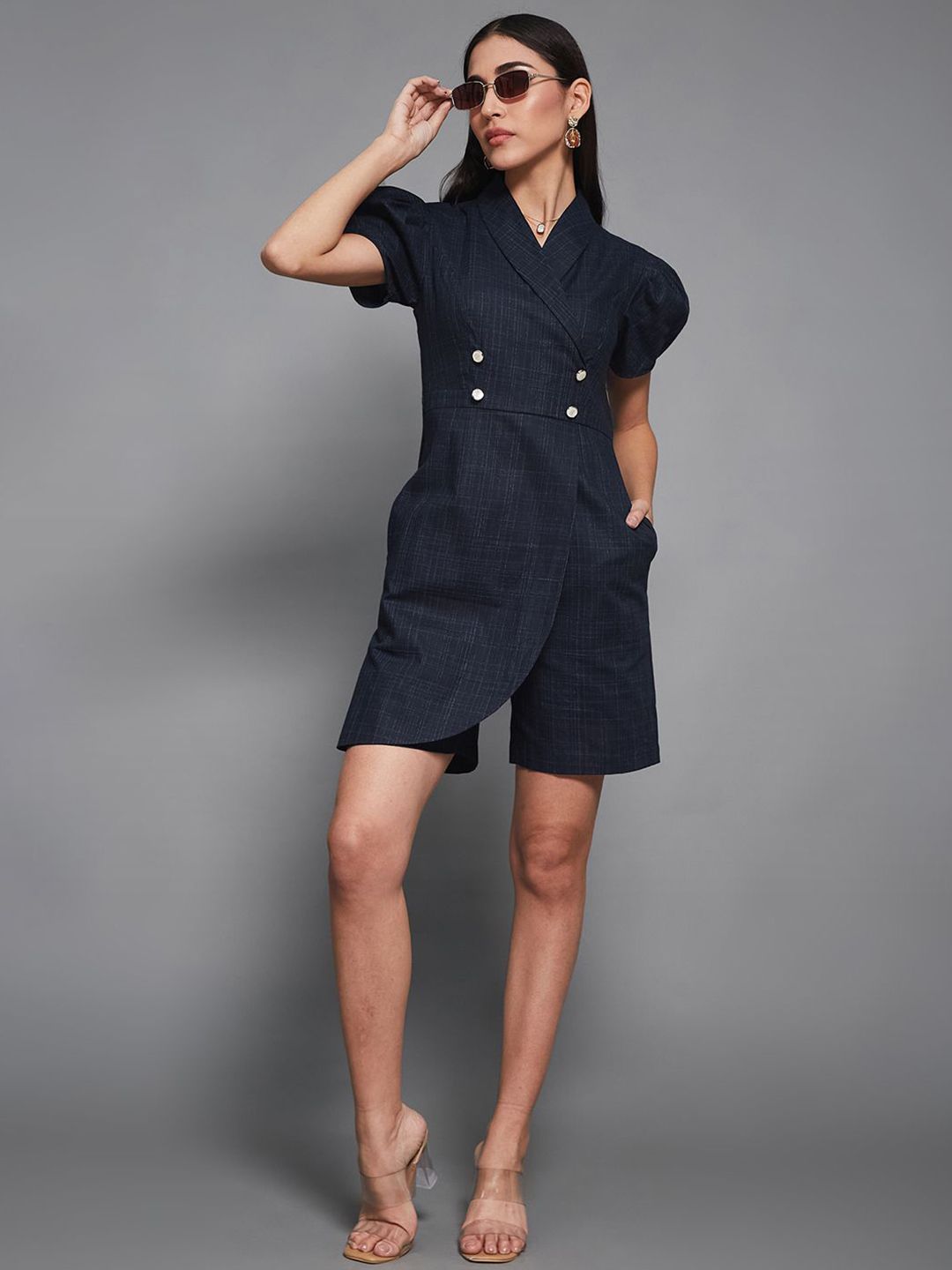 Miss Chase Women Cotton Self Design Jumpsuit