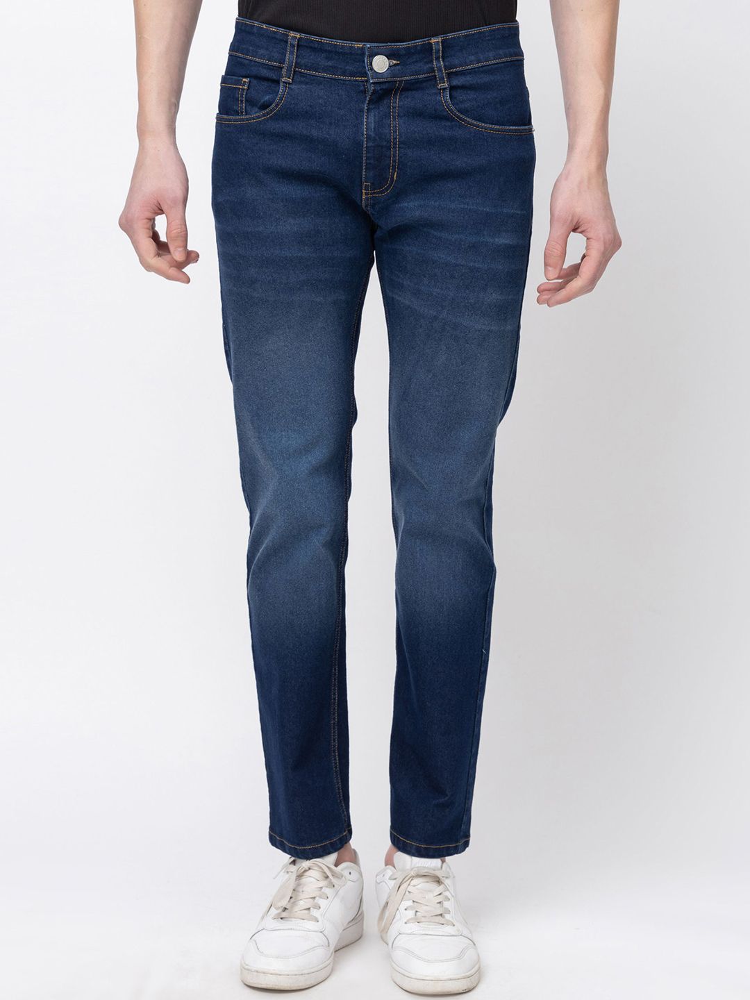 7OUNCE Men Slim Fit Mid-Rise Light Fade Stretchable Cotton Jeans