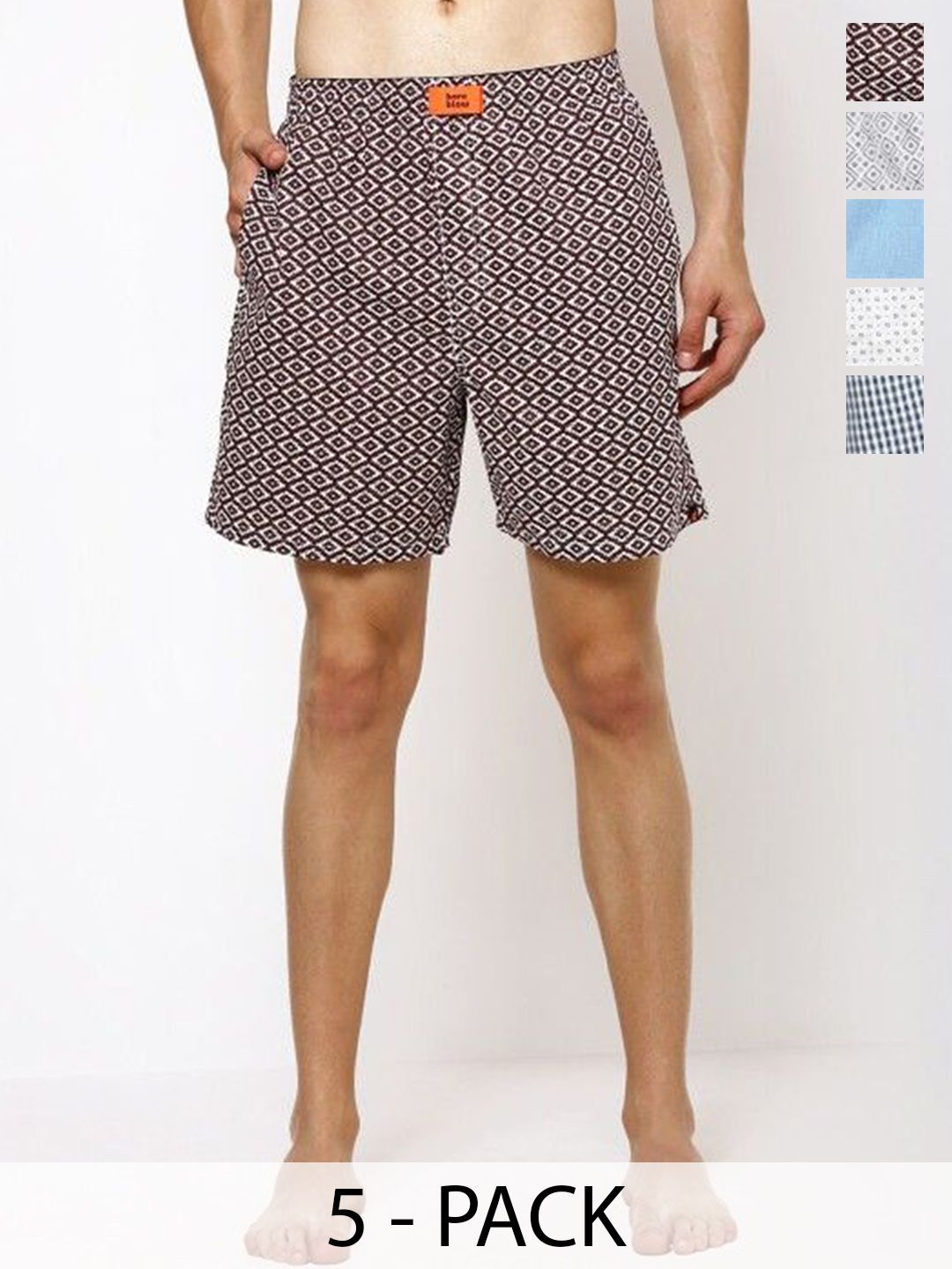 Bareblow Pack Of 5 Printed Cotton Boxer BBBX118119163184197S