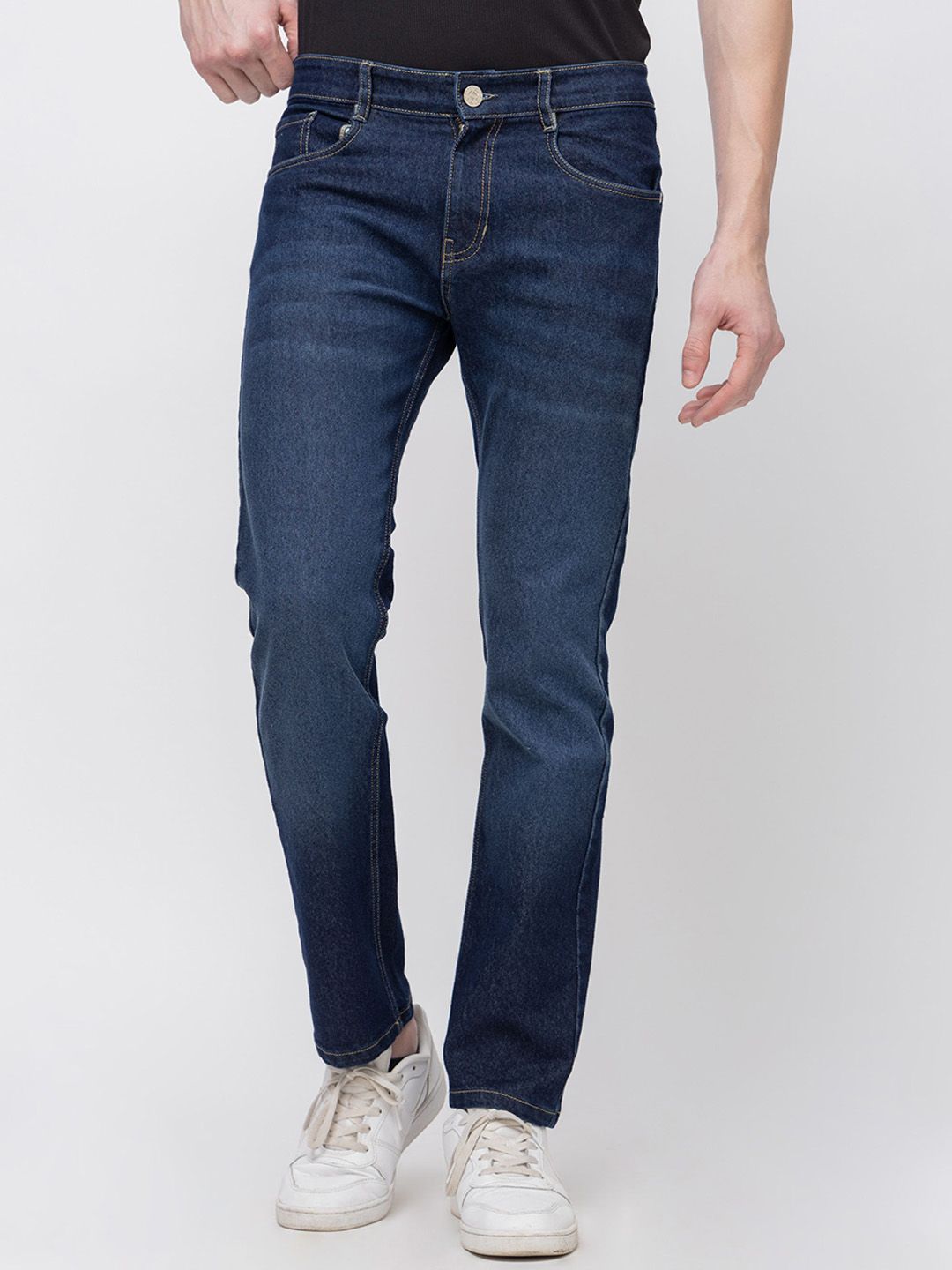 7OUNCE Men Slim Fit Mid-Rise Light Fade Stretchable Cotton Jeans