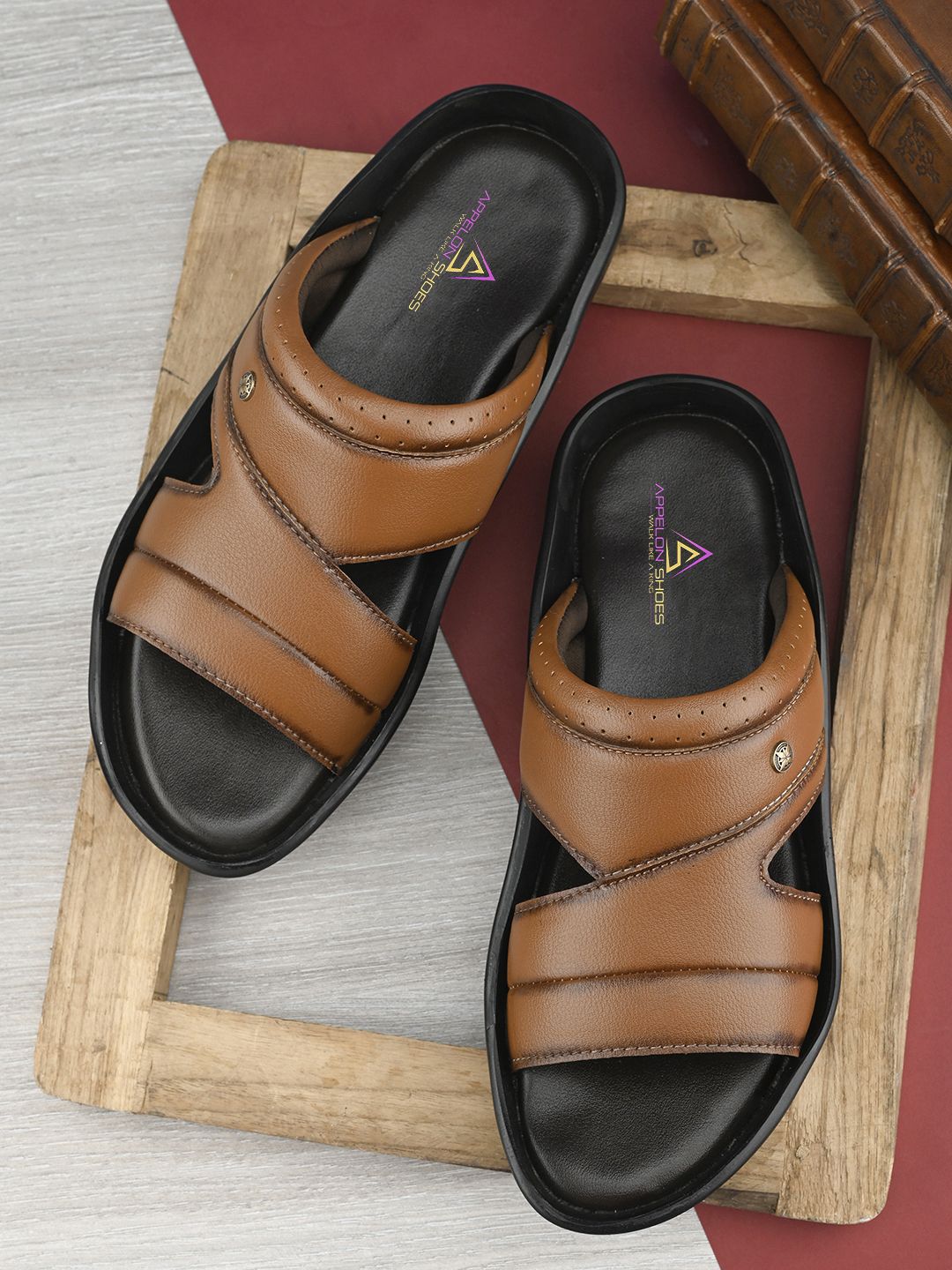 Appelon Men Solid Slip On Comfort Sandals