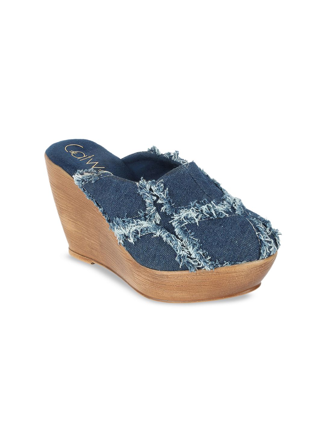 Catwalk Catwalk Textured Round Toe Embellished Pumps Wedge Heels
