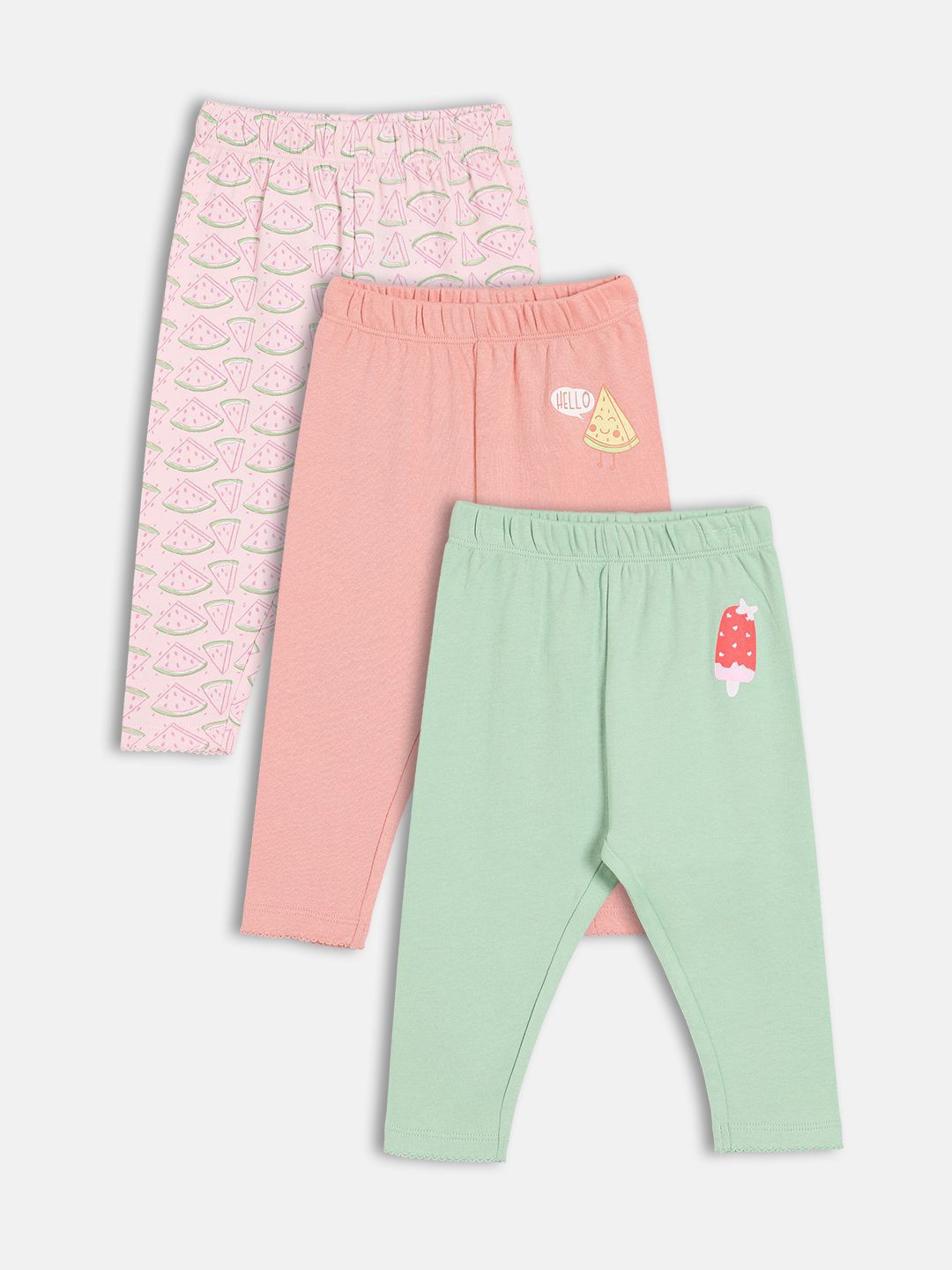 MINI KLUB Girls Mid-Rise Pack of 3 Printed Capris
