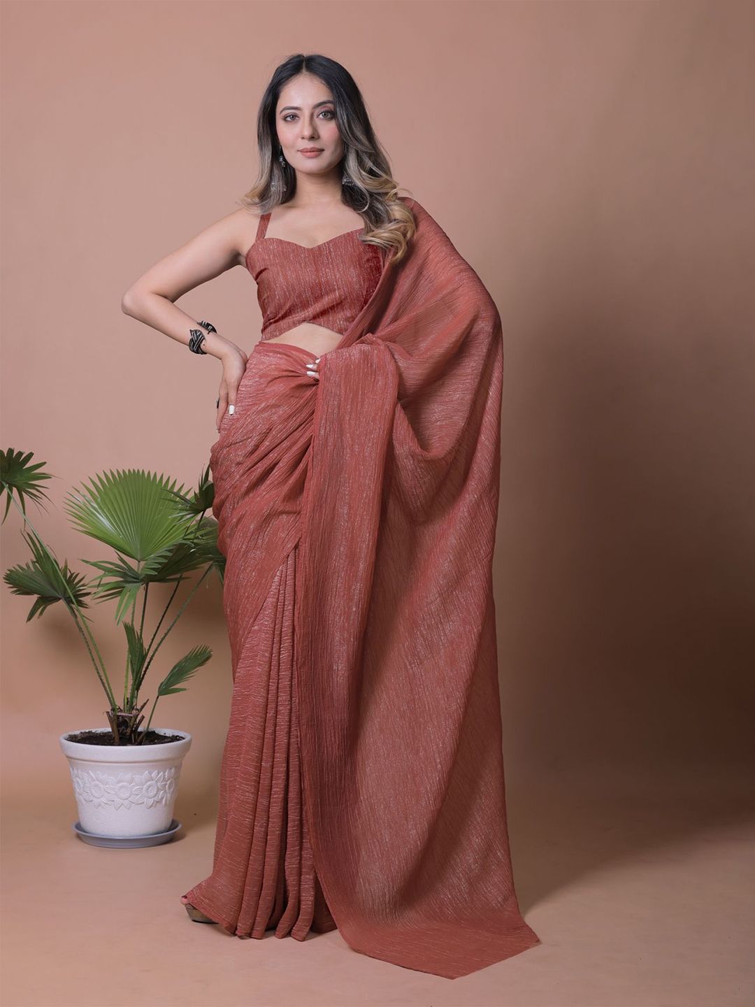 Anneca Shimmer Crunchy Tissue Party wear Saree