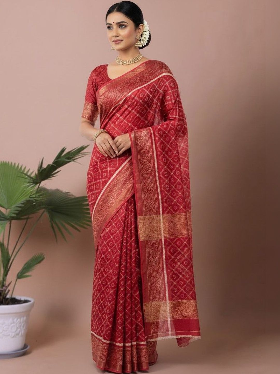 yashvi fab Ethnic Motifs Pure Cotton Handloom Block Print Saree