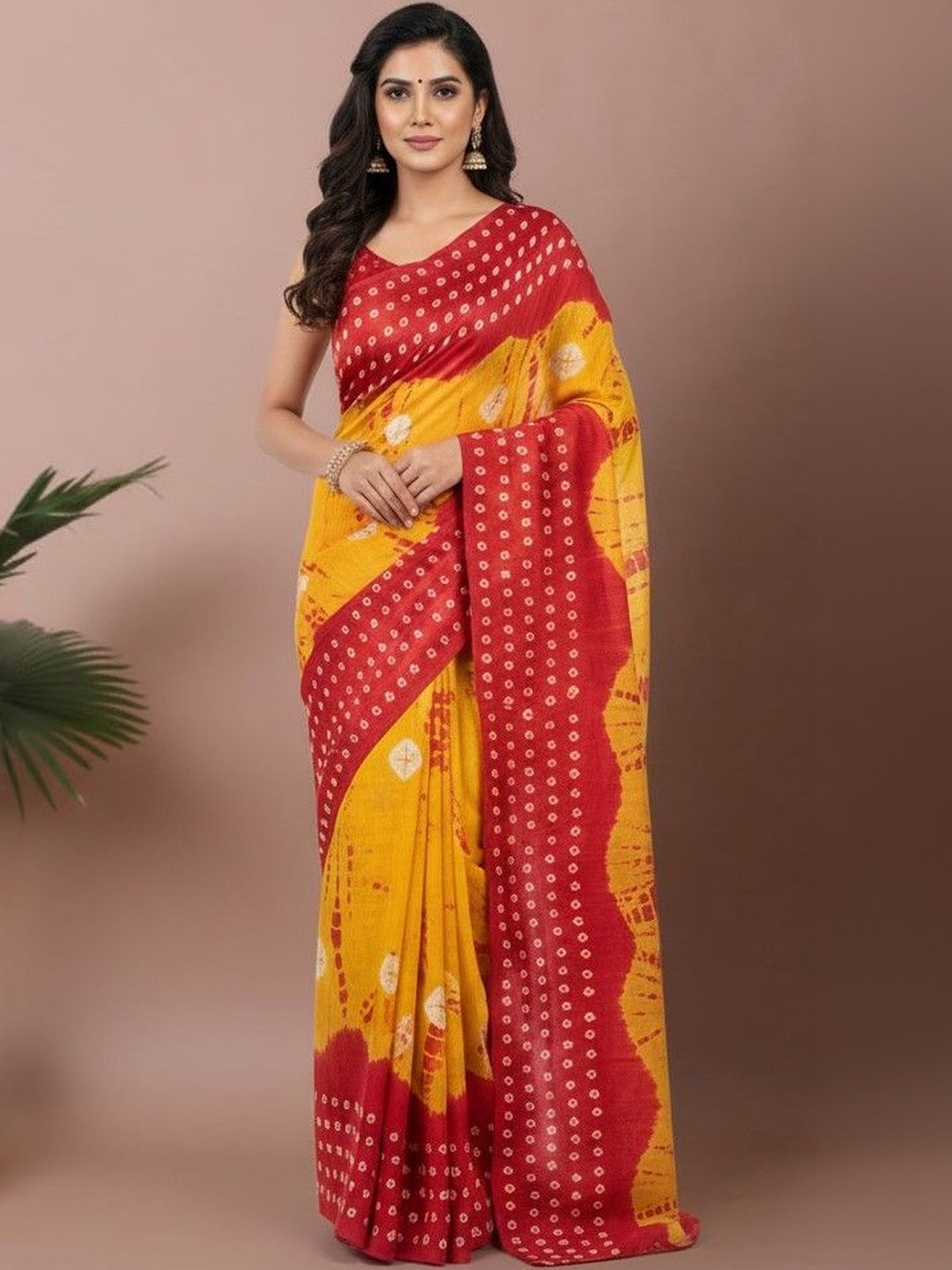 yashvi fab Bandhani Pure Cotton Handloom Bandhani Saree