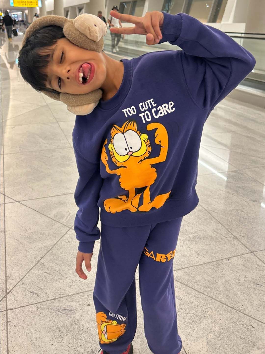 Nap Chief Kids Garfield Printed Cotton Sweatshirt With Joggers