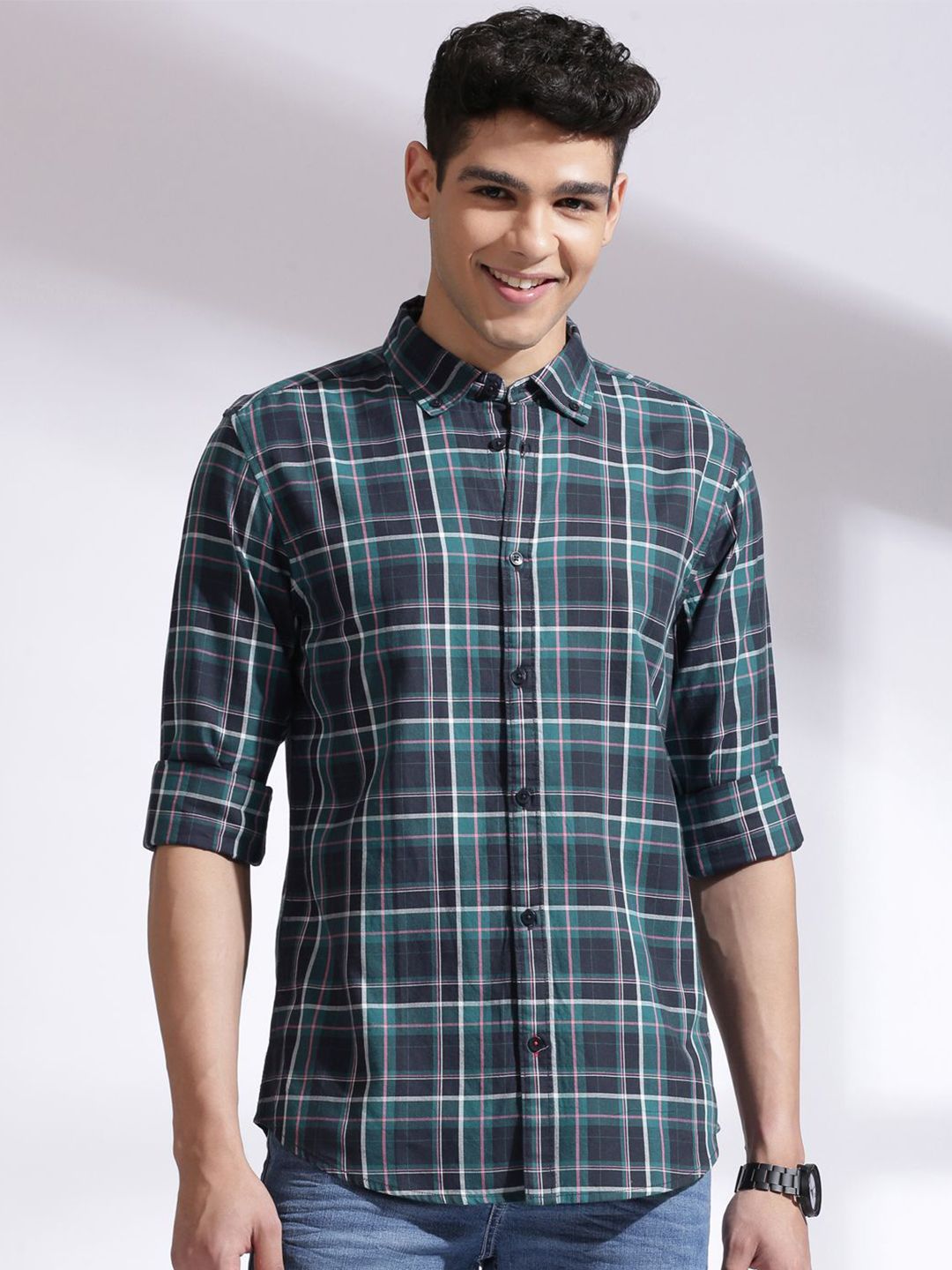 INVICTUS Men Standard Slim Fit Tartan Checks Checked Casual Shirt