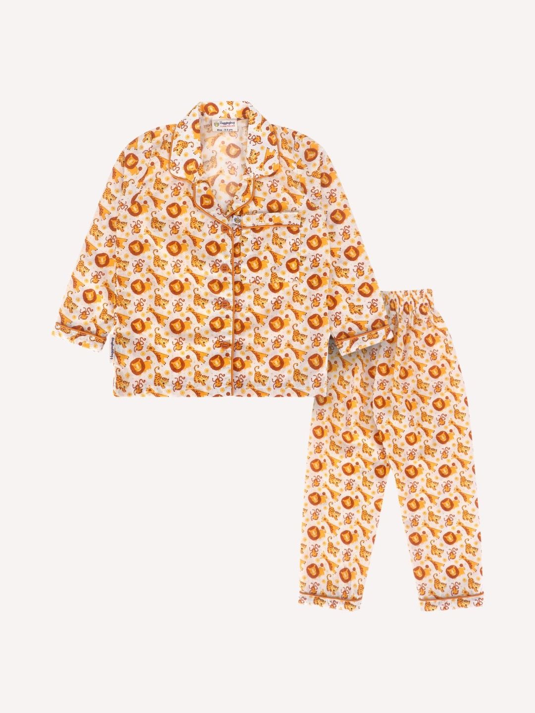 Huggingbug Unisex Kids Printed Pure Cotton Shirt With Pyjamas