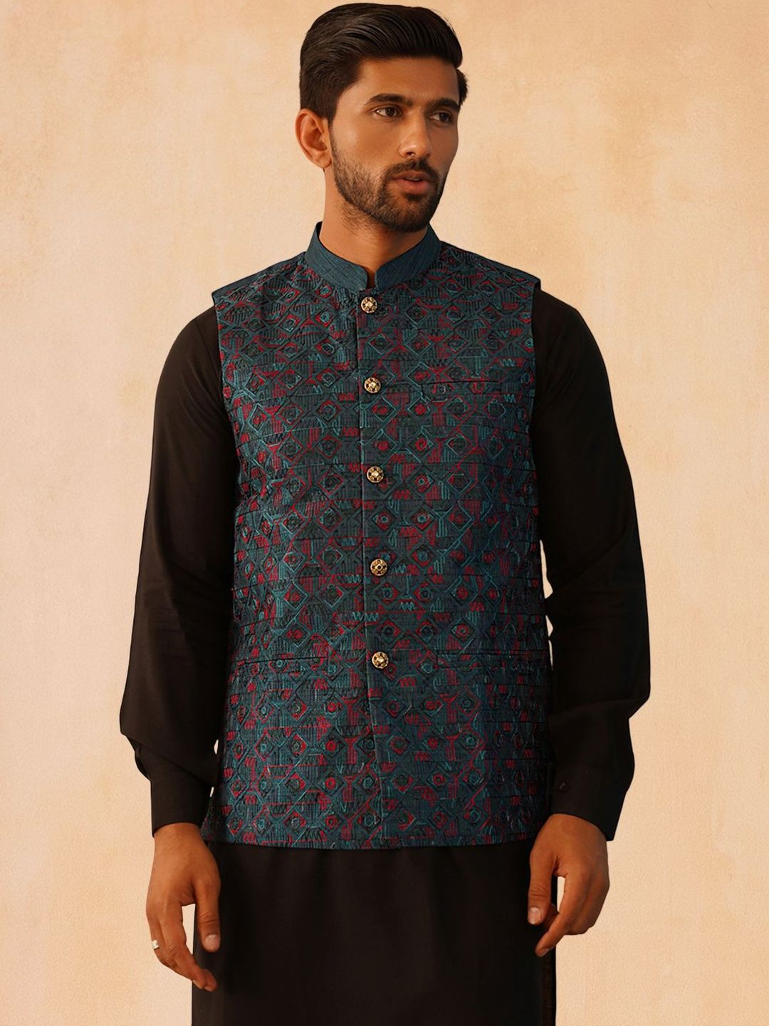 Jompers Woven Embroidered Nehru Jackets