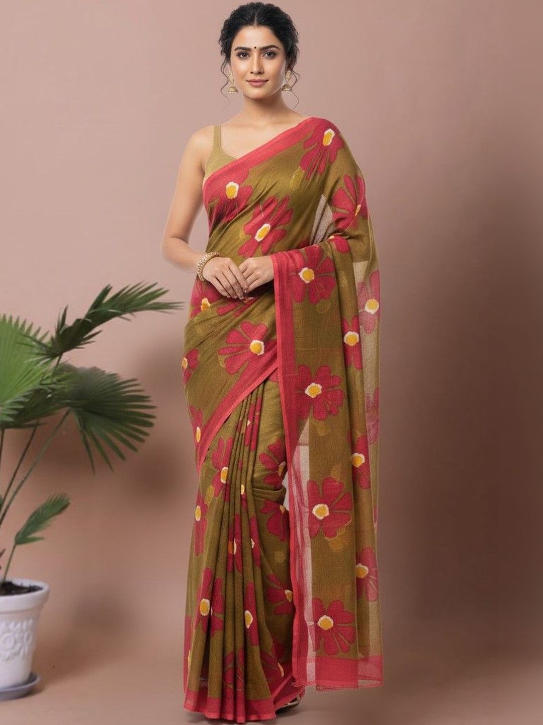 yashvi fab Floral Pure Cotton Handloom Bagh Saree