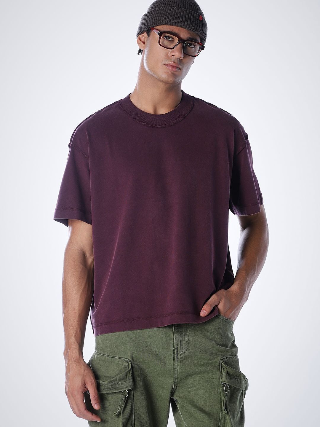 Jack & Jones Jack & Jones Men Solid Drop-Shoulder Sleeves T-shirt