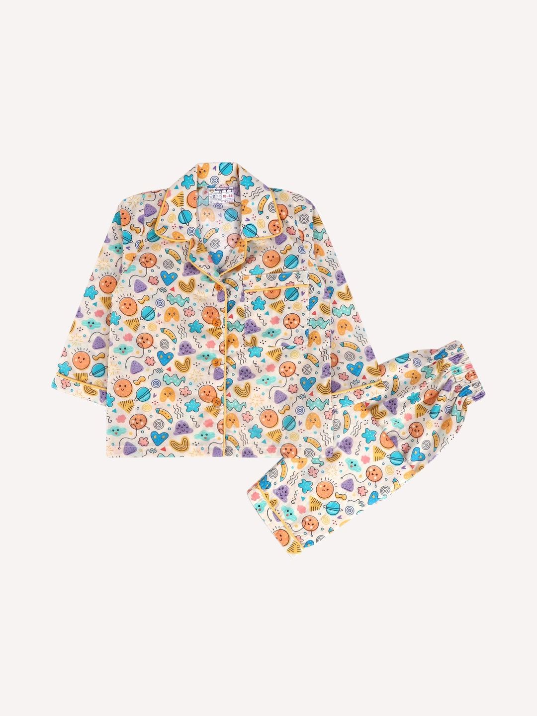Huggingbug Unisex Kids Printed Pure Cotton Shirt With Pyjamas