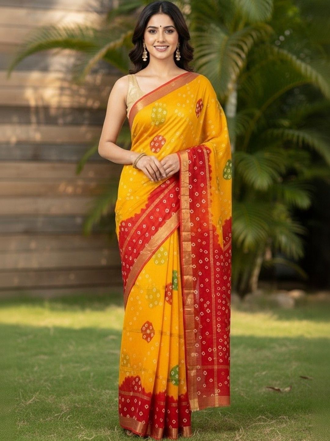 yashvi fab Bandhani Pure Cotton Handloom Bandhani Saree