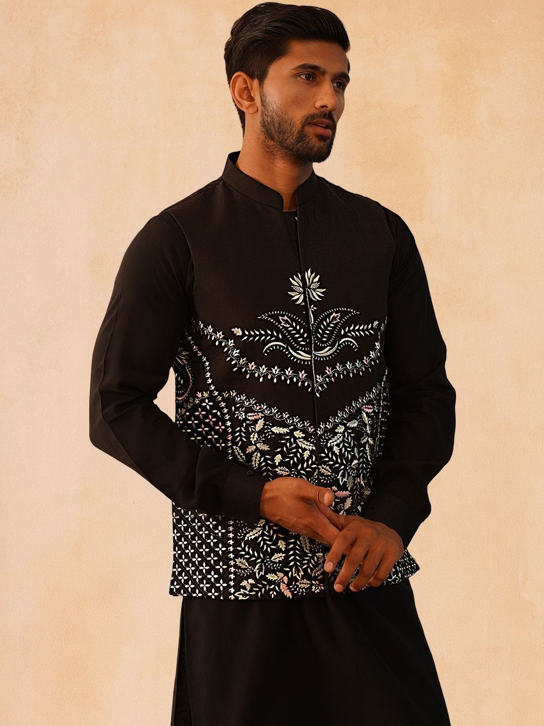 Jompers Satin Embroidered Nehru Jackets