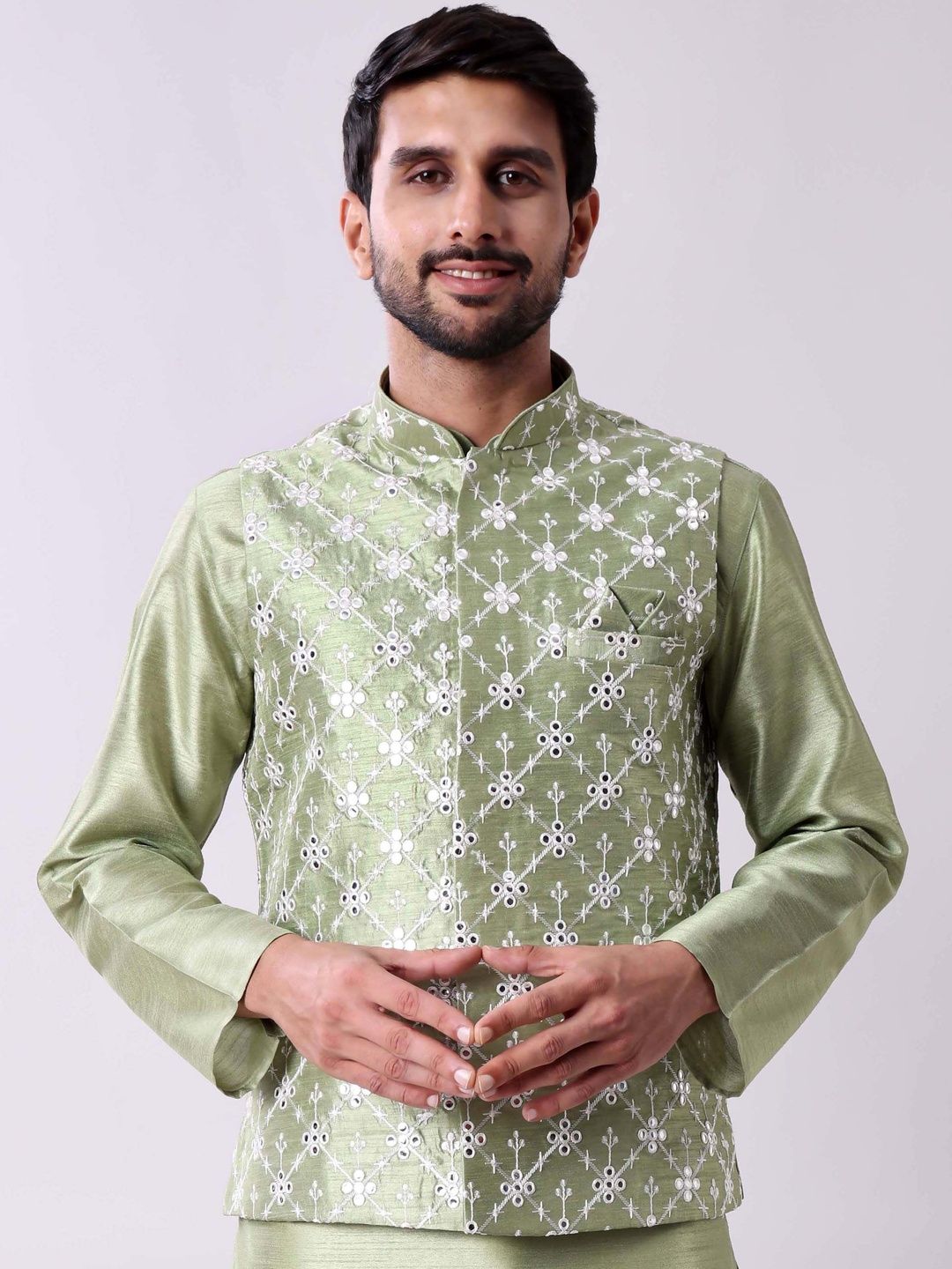 MAAHI FABS Men Embroidered Nehru Jacket
