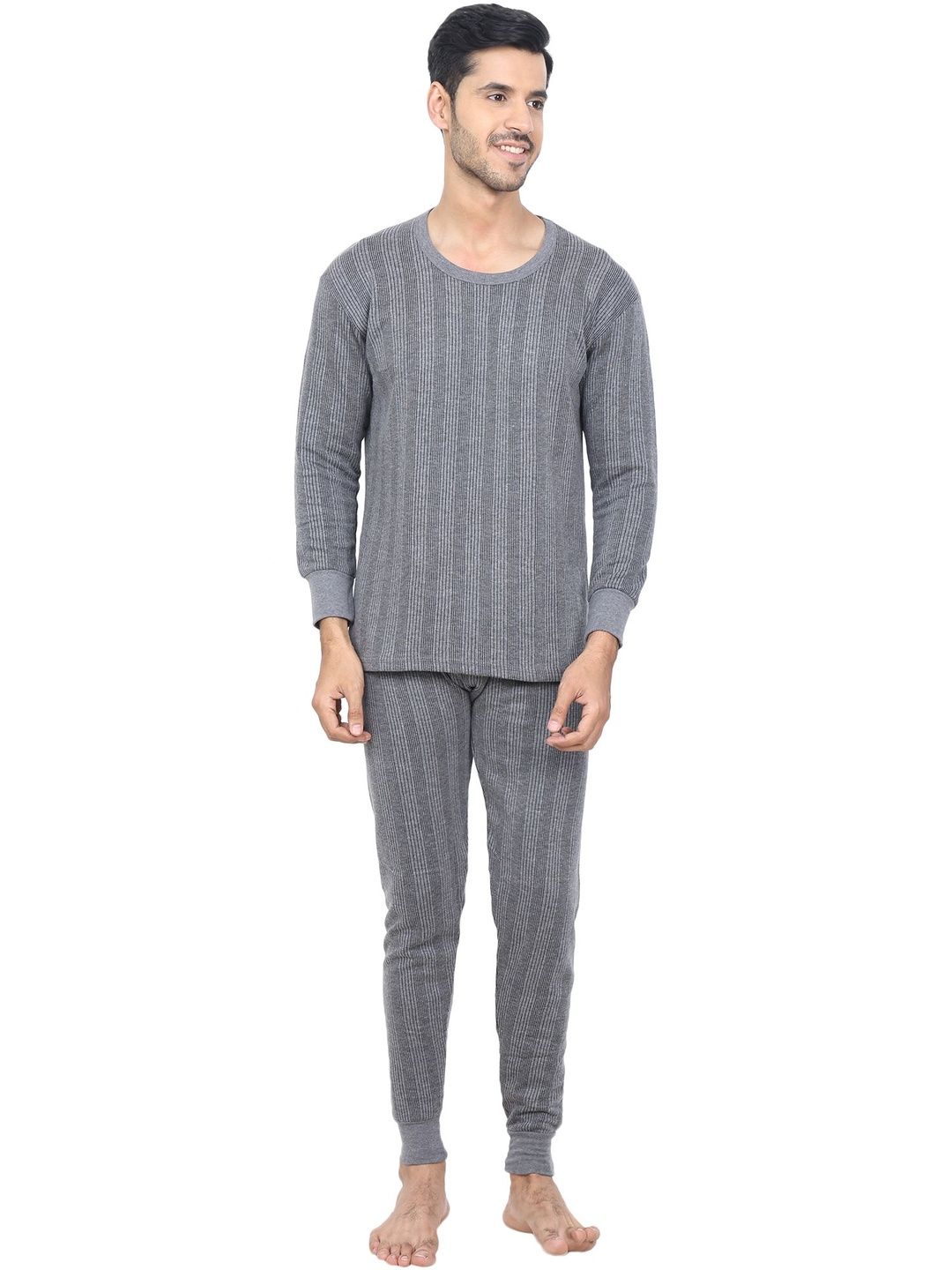 YOUTH ROBE Men Ribbed Full Sleeves Thermal Set