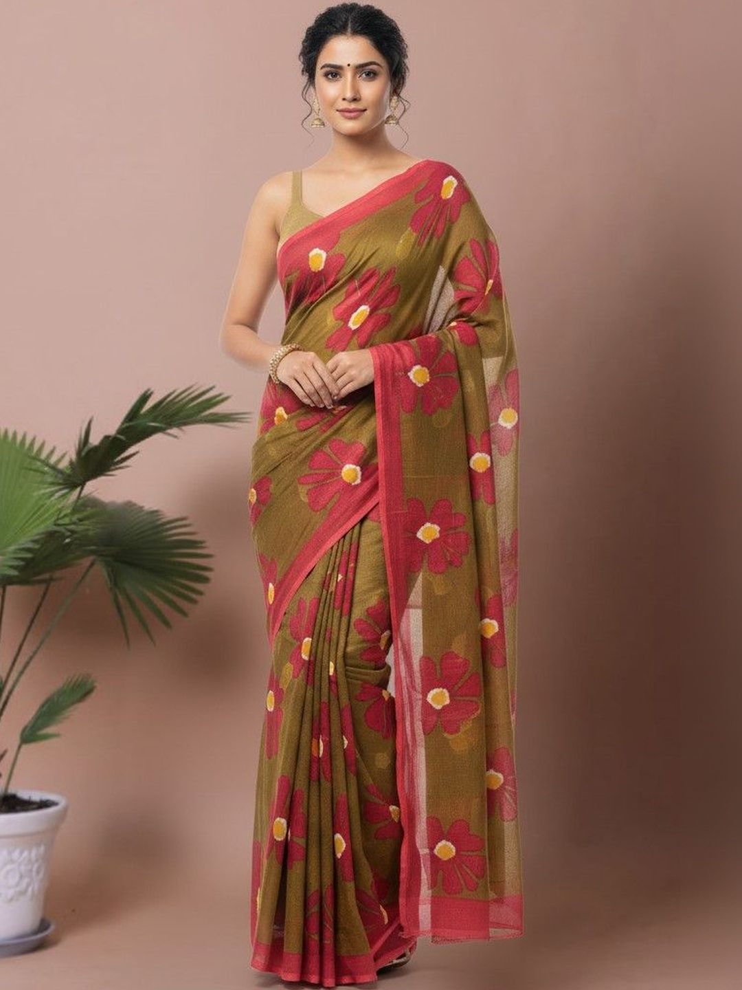 yashvi fab Floral Pure Cotton Handloom Bagh Saree