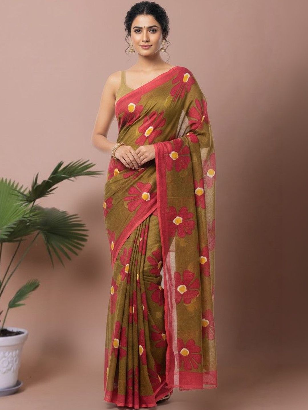 yashvi fab Floral Pure Cotton Handloom Bagh Saree
