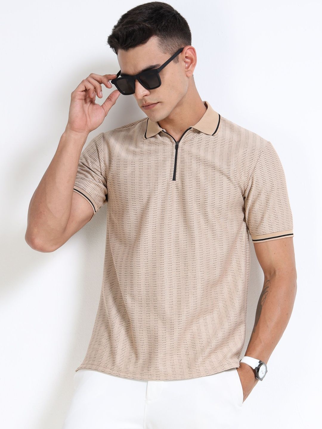 THE BEETEL HOUSE Men Polo Collar Short Sleeves T-shirt