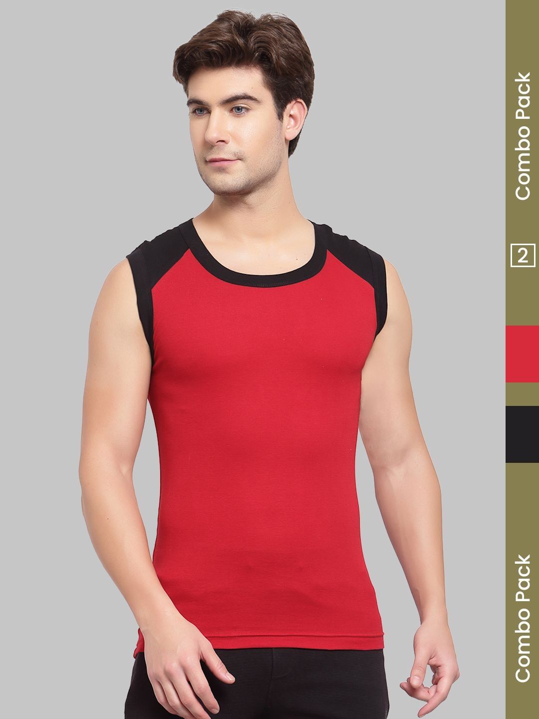 MACHO Pack Of 2 Assorted Pure Cotton Gym Vest