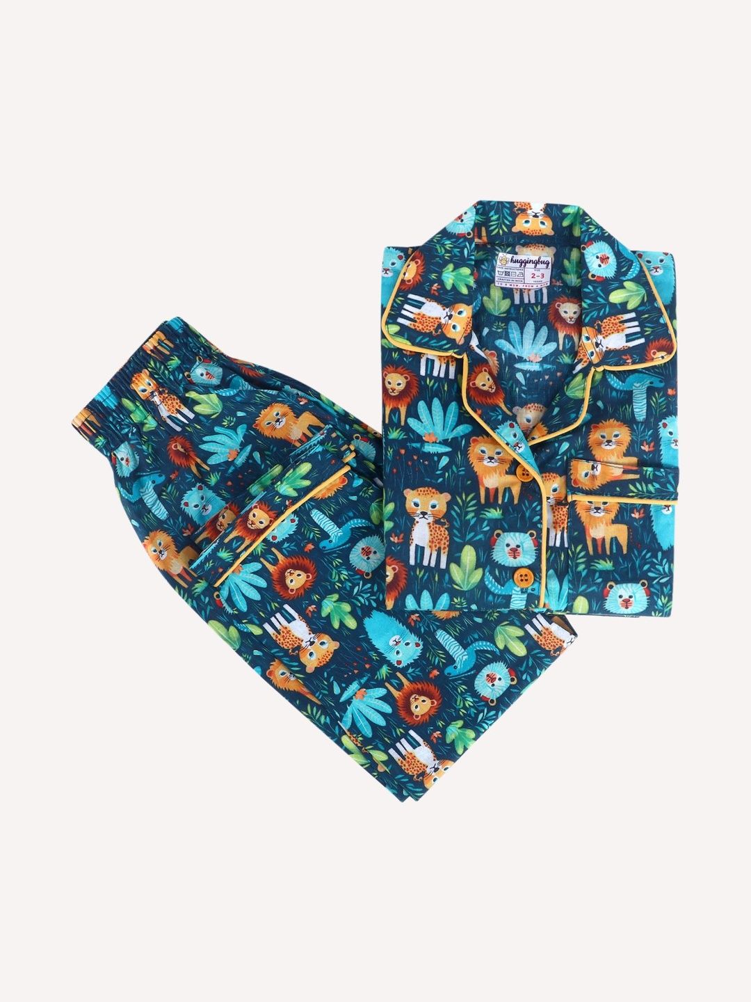 Huggingbug Unisex Kids Printed Pure Cotton Shirt With Pyjamas