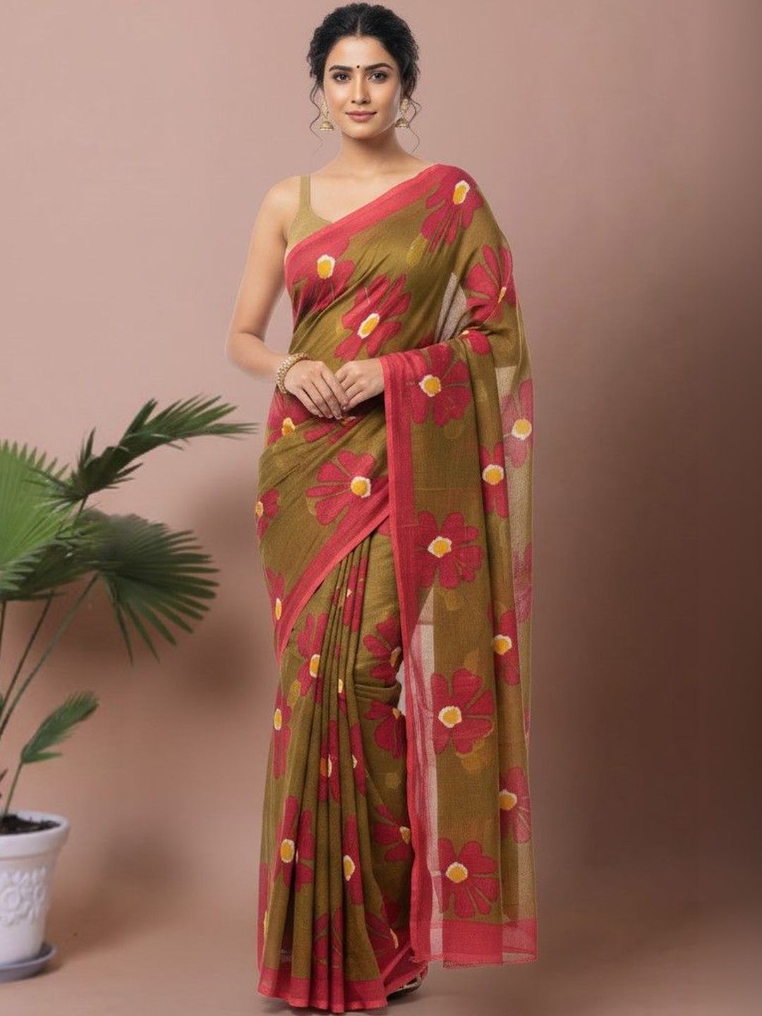 yashvi fab Floral Pure Cotton Bagh Saree