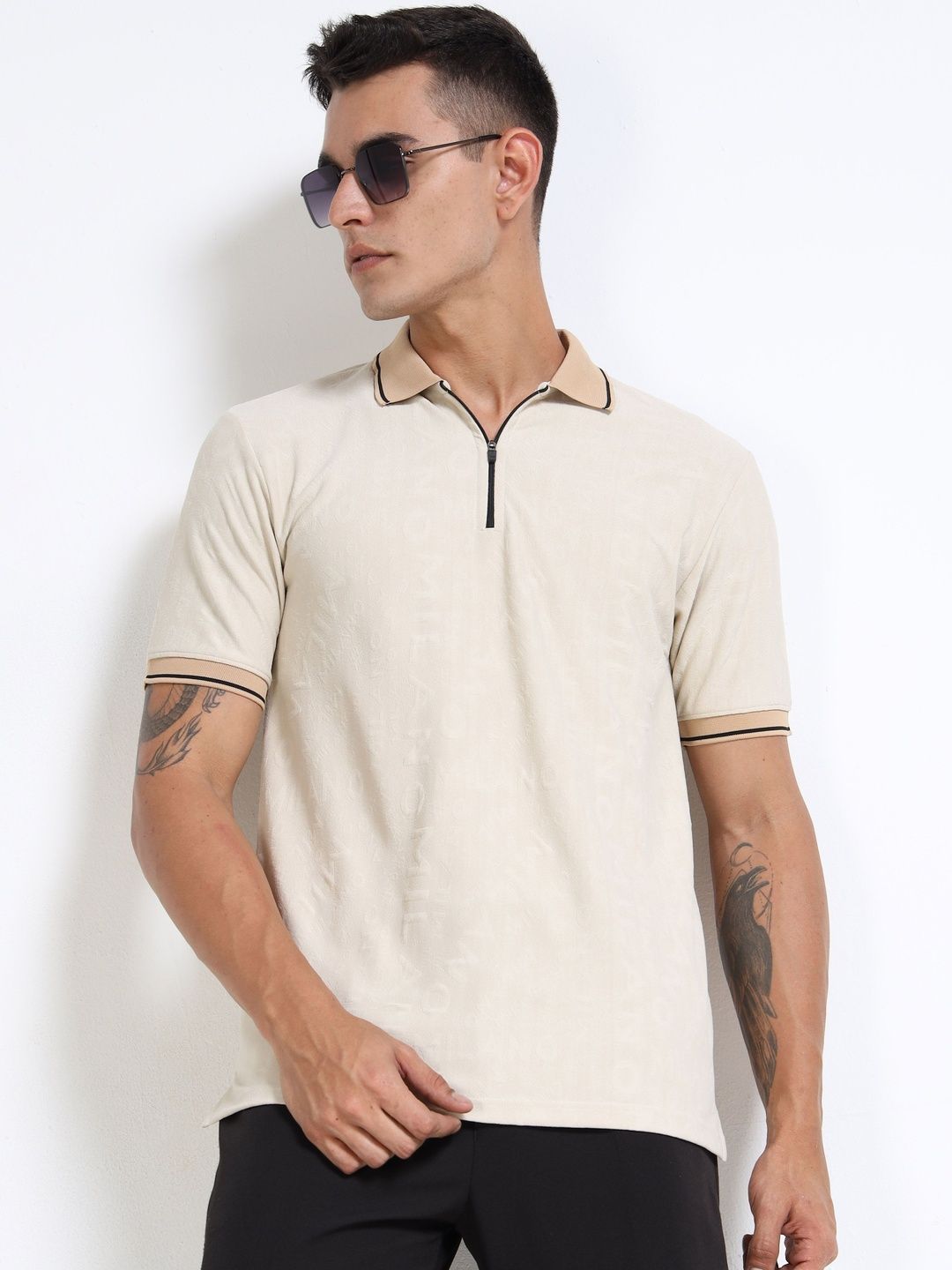 THE BEETEL HOUSE Men Polo Collar Short Sleeves T-shirt