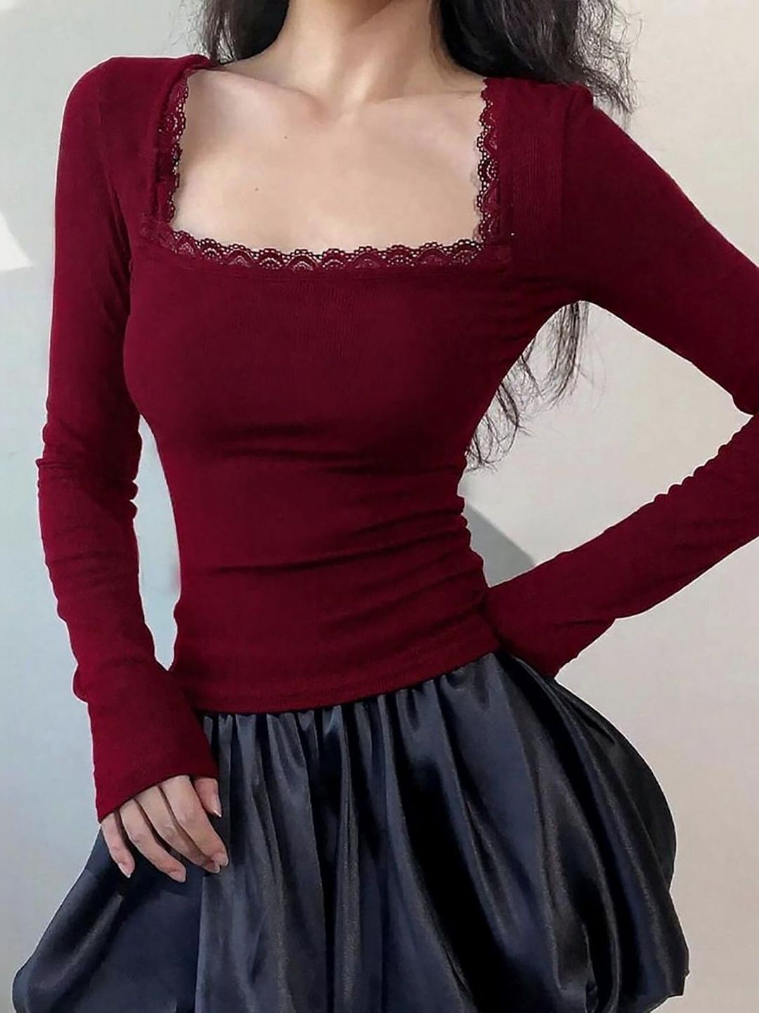 Buy SZN Ribbed Square Neck Crepe Top - Tops for Women 37719480