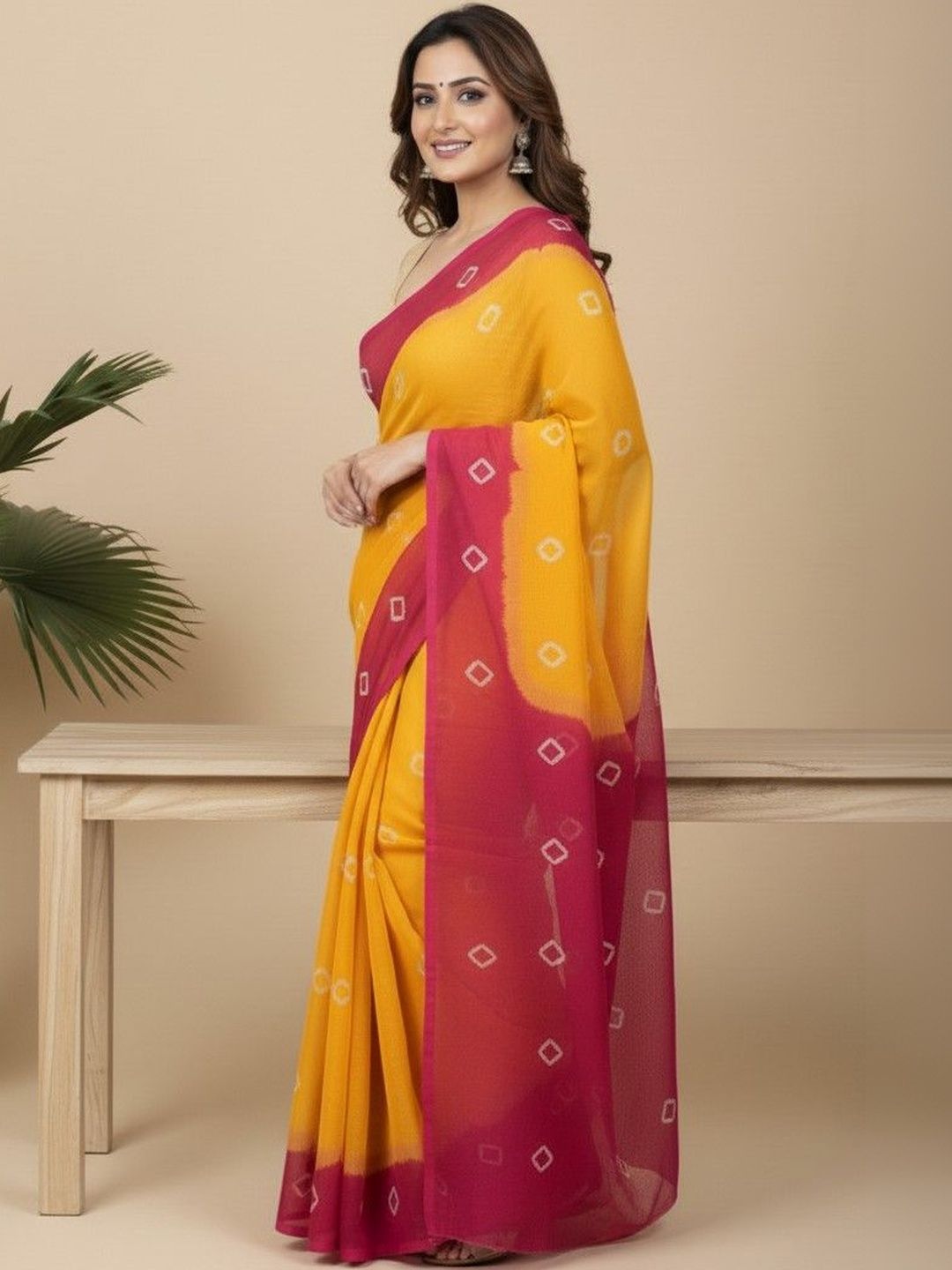 yashvi fab Bandhani Pure Cotton Bandhani Saree