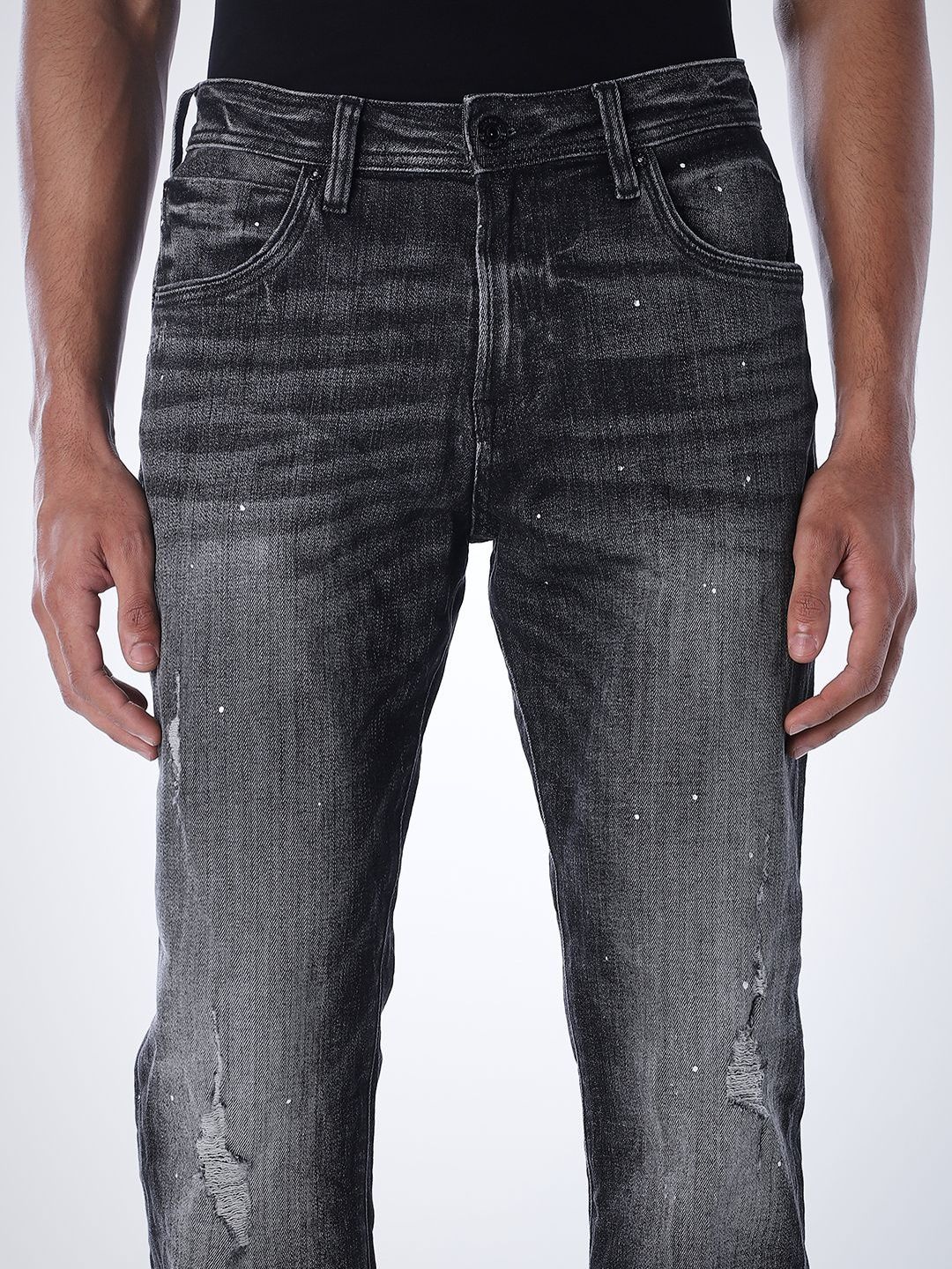 Bootcut Low-Rise Mildly Distressed Light Fade Stretchable Jeans
