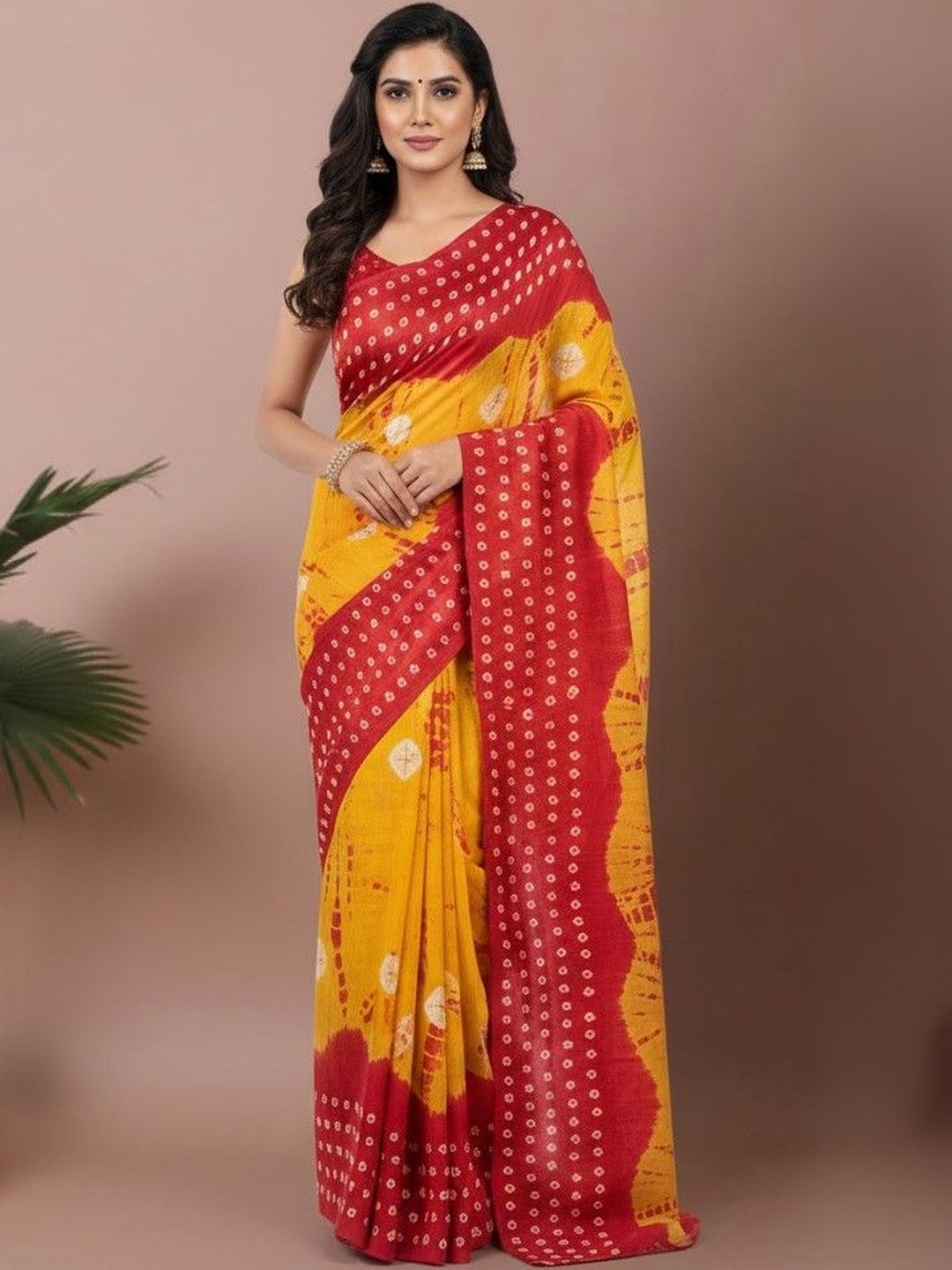 yashvi fab Bandhani Pure Cotton Handloom Bandhani Saree