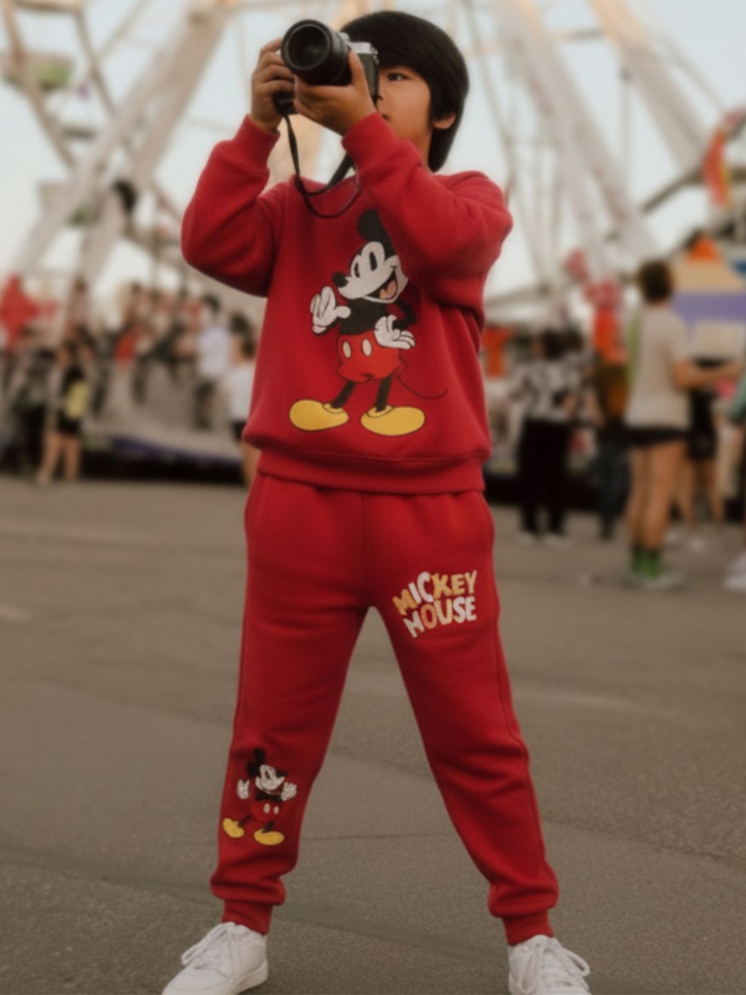Nap Chief Kids Unisex Disney Mickey Mouse Printed Cotton Sweatshirt With Joggers