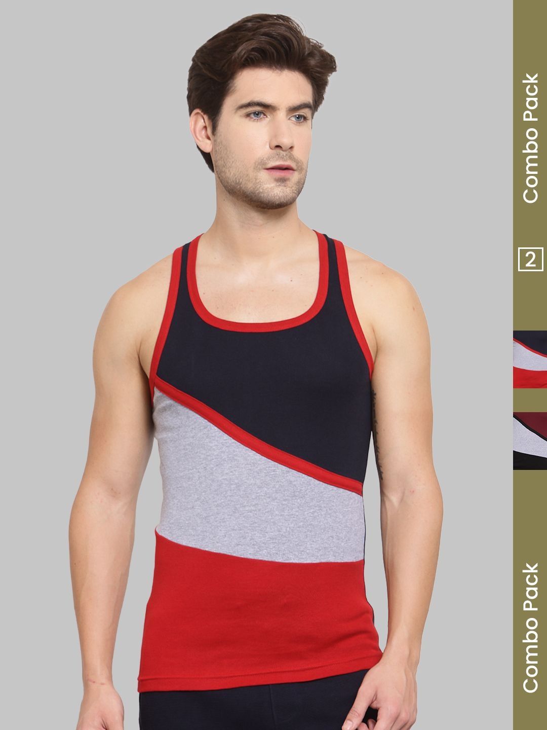MACHO Pack Of 2 Assorted Pure Cotton Gym Vests