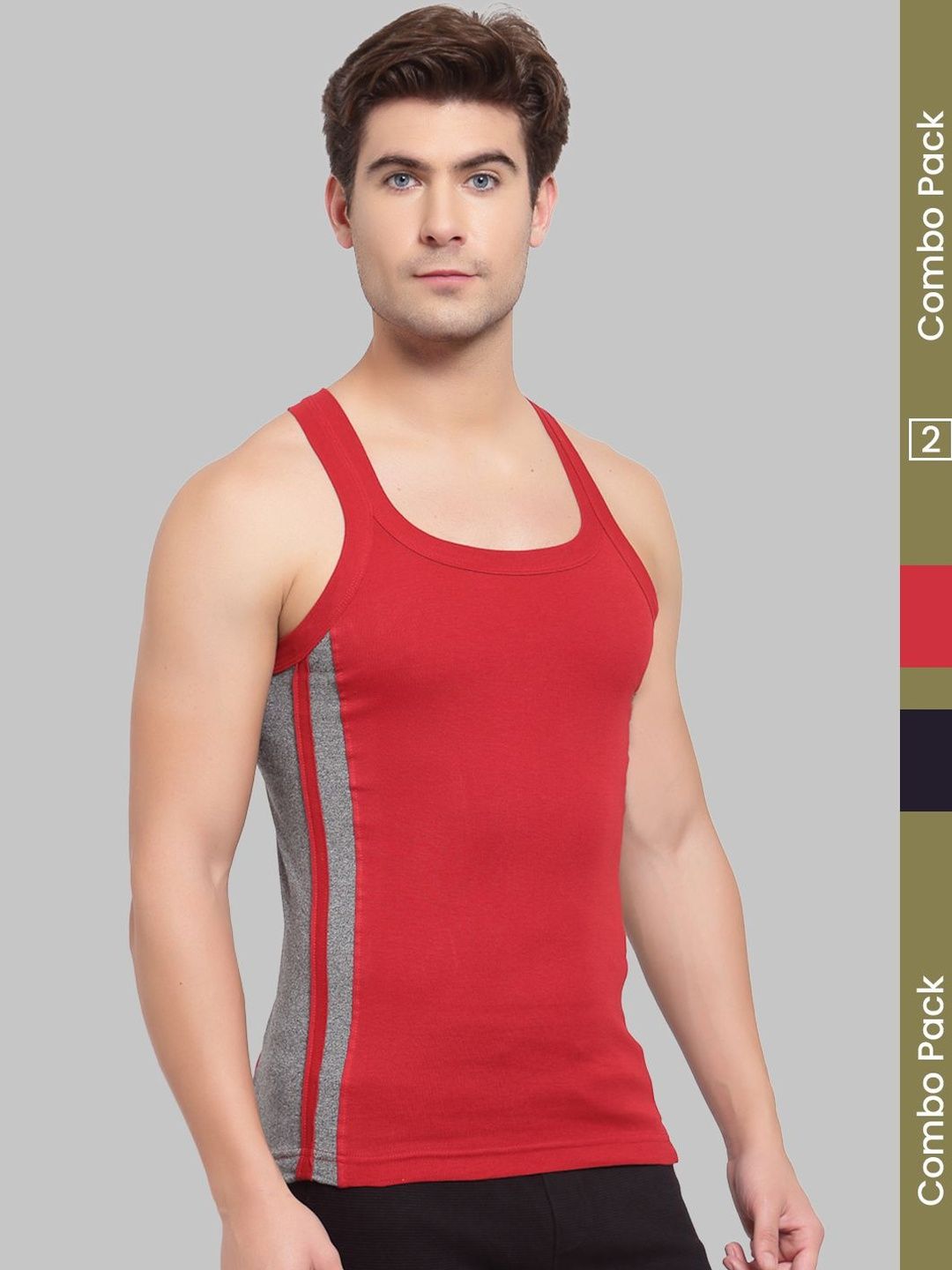 MACHO Pack Of 2 Assorted Super Combed Cotton Gym Vests