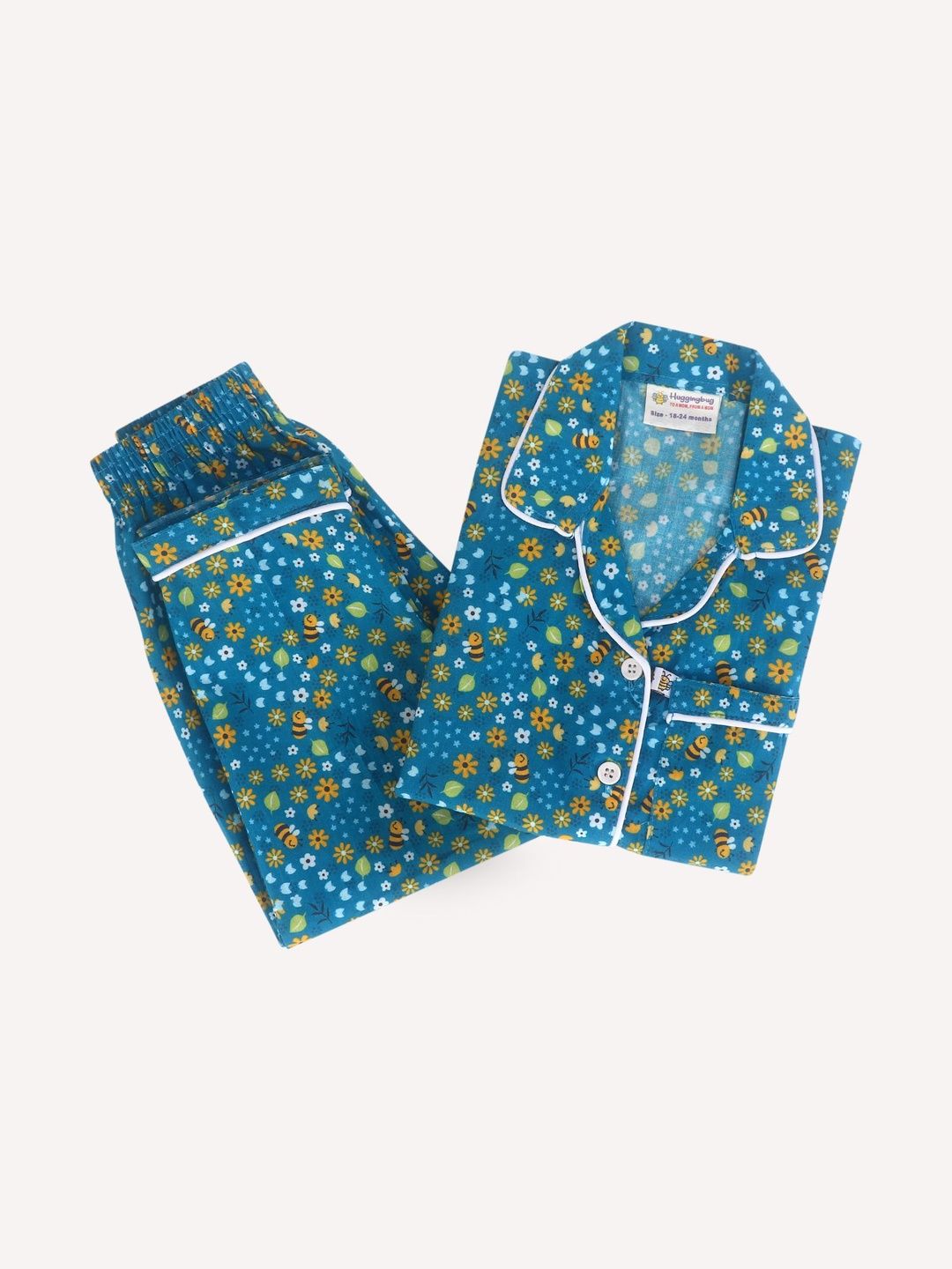 Huggingbug Unisex Kids Printed Pure Cotton Shirt With Pyjamas