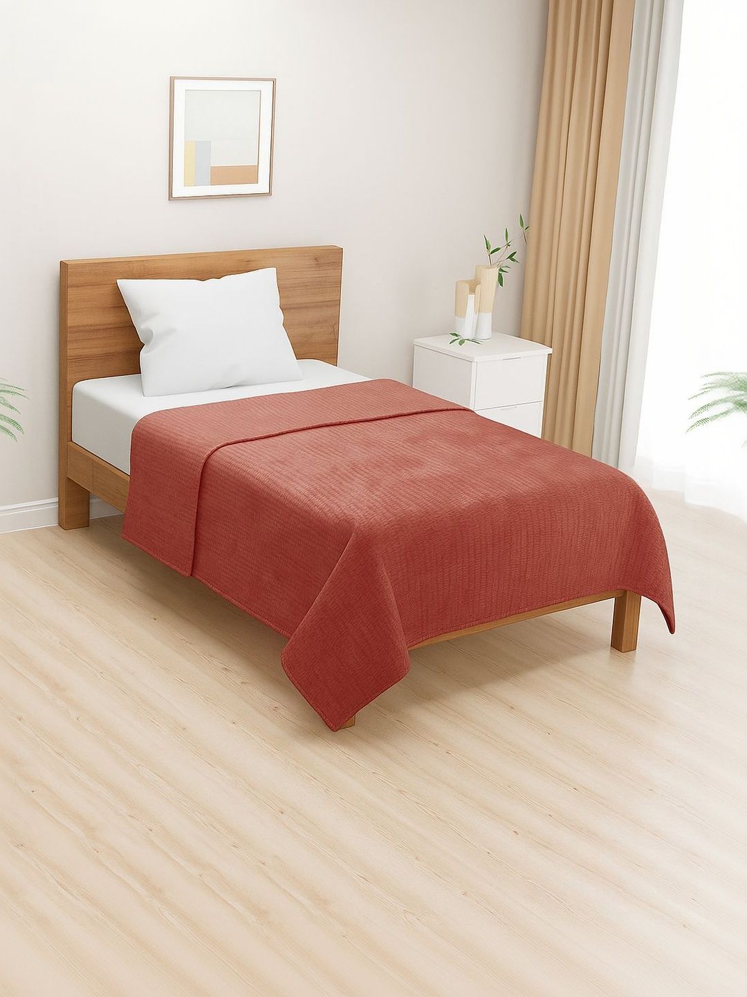 SWAYAM Brown & Peach-Coloured Fleece 233 GSM Dohar
