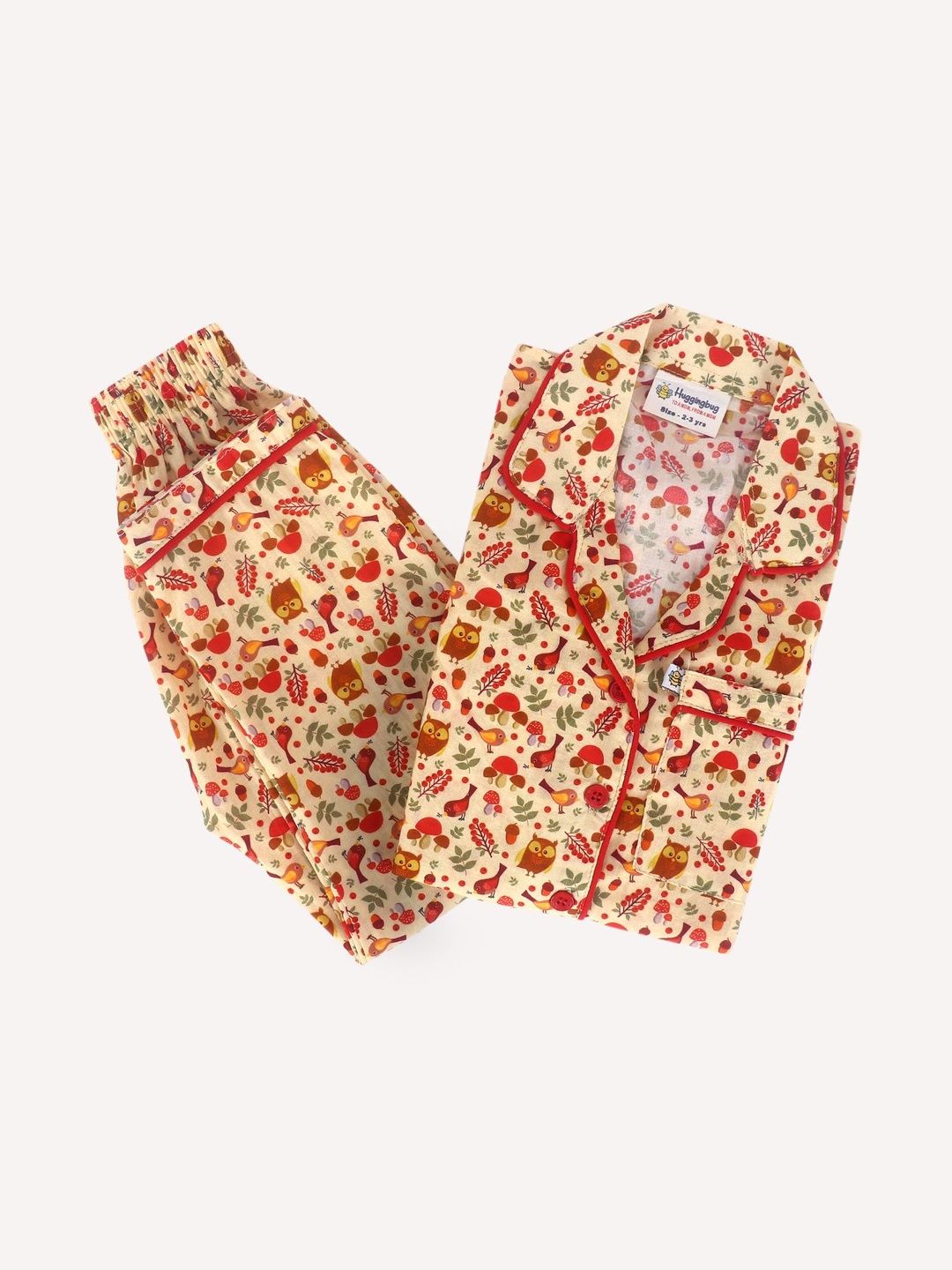 Huggingbug Unisex Kids Printed Pure Cotton Shirt With Pyjamas