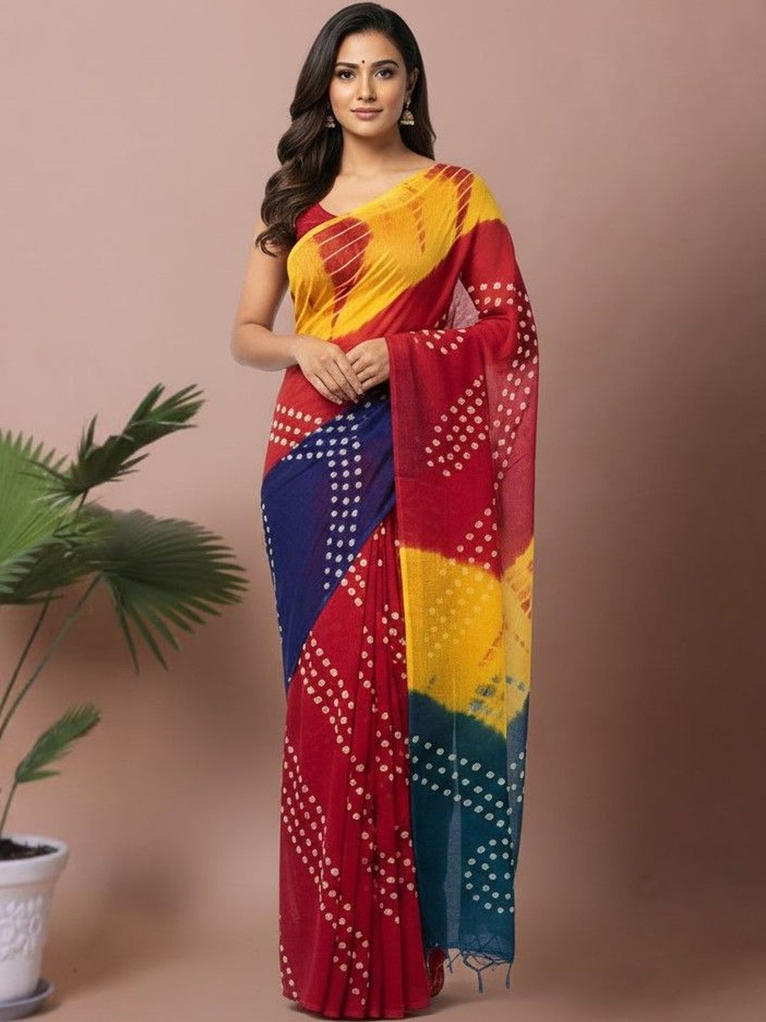 yashvi fab Bandhani Pure Cotton Handloom Bandhani Saree