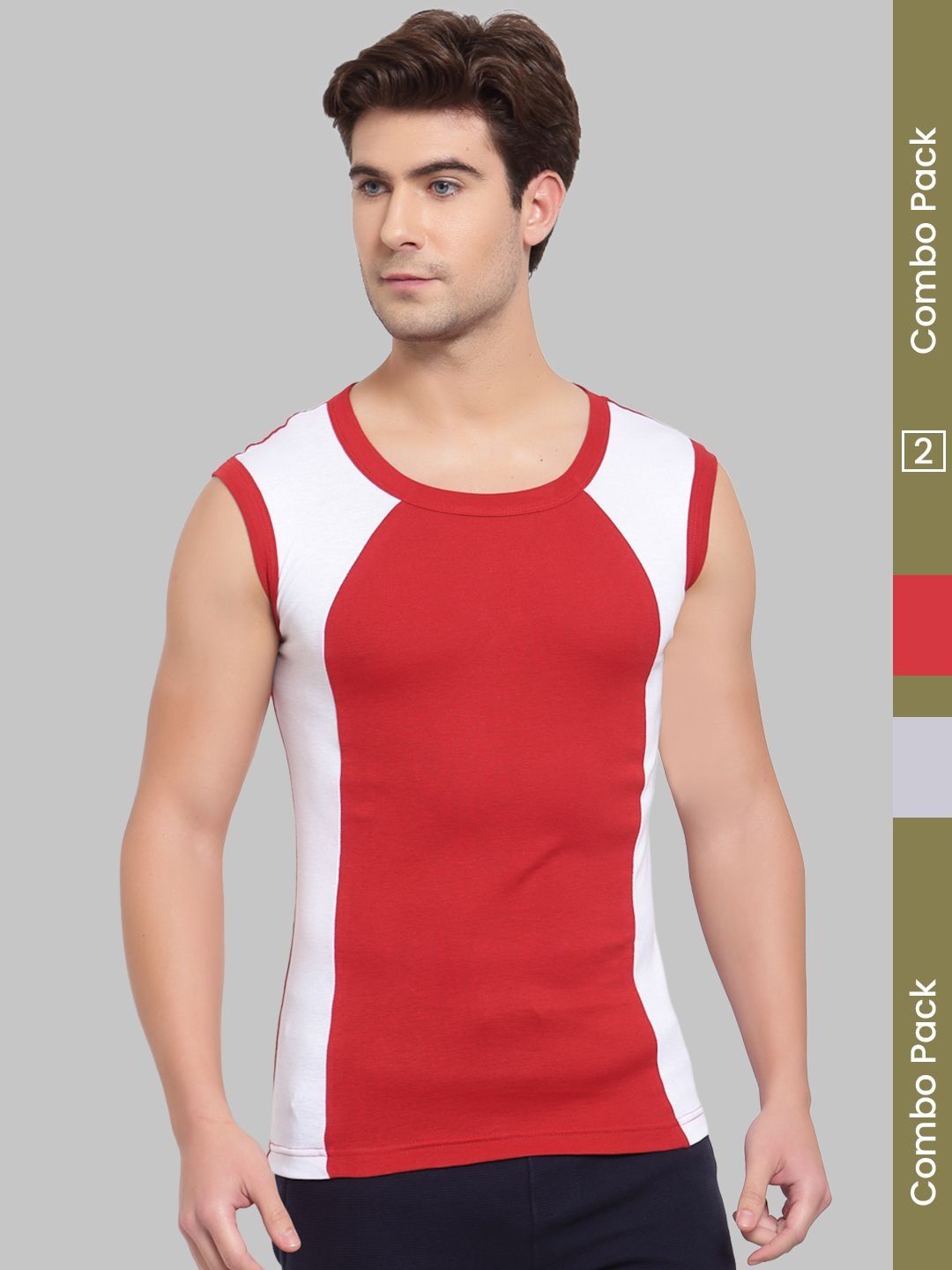 MACHO Pack Of 2 Assorted Combed Cotton Gym Vests