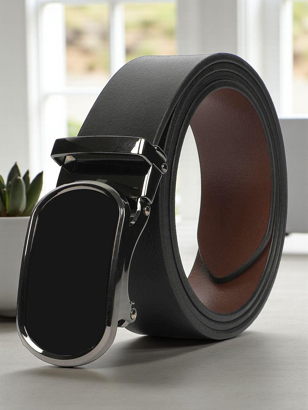 CRUSSET Men Leather Slim Belt