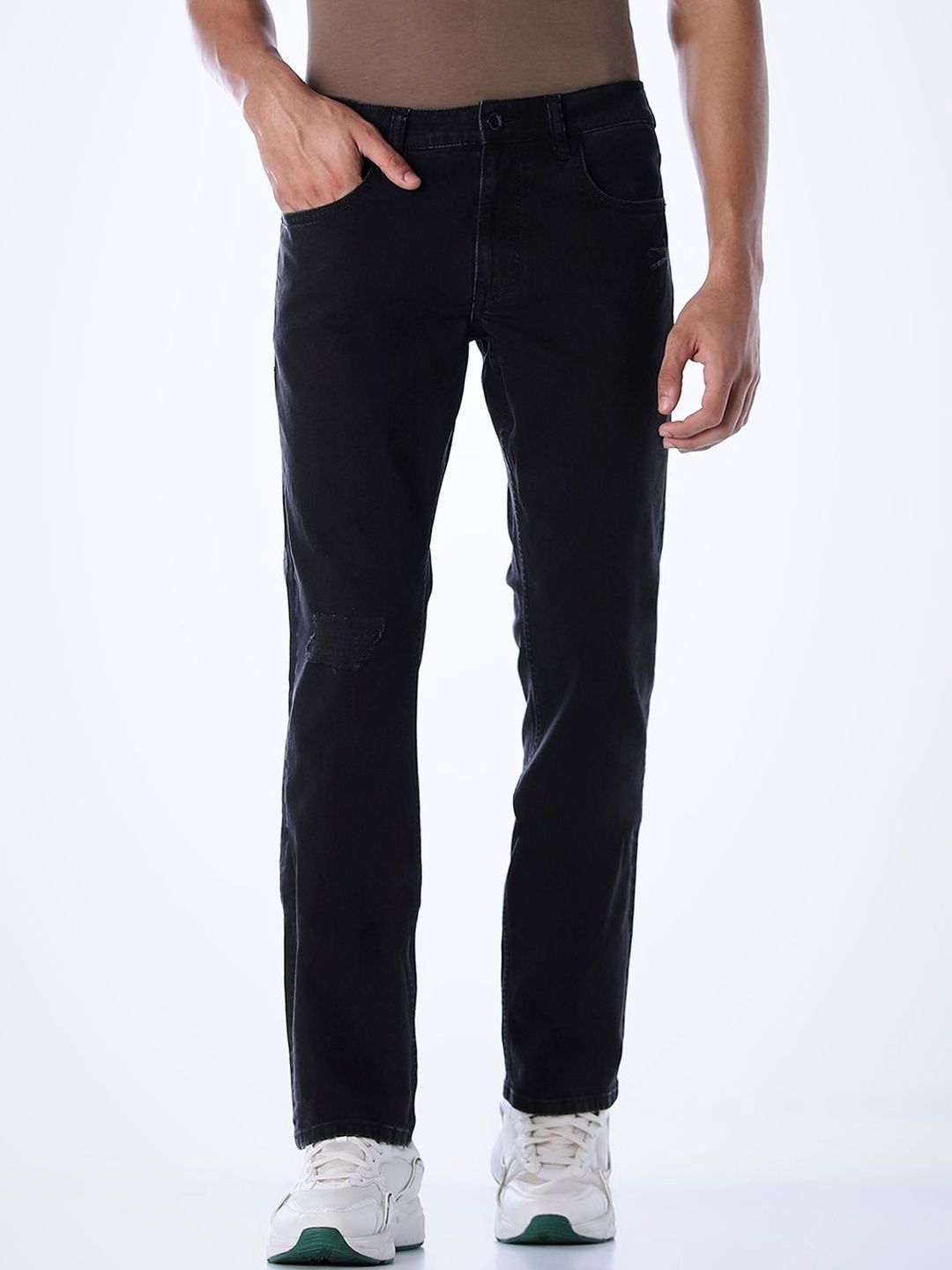 Jack & Jones Men Regular Fit Low-Rise Mildly Distressed Light Fade Stretchable Jeans