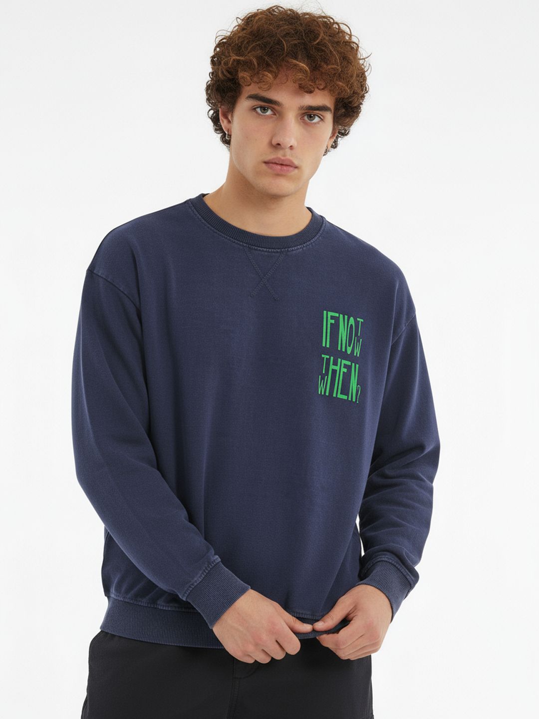 glitchez Typography Printed Pullover