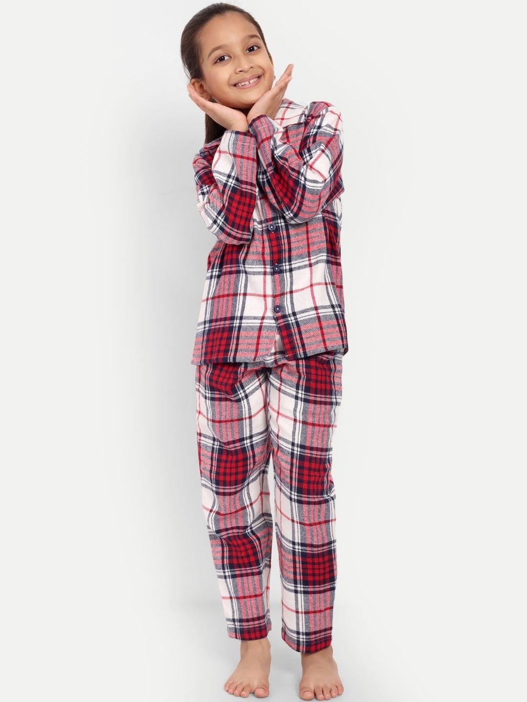 Clt.s Unisex Kids Checked Night suit