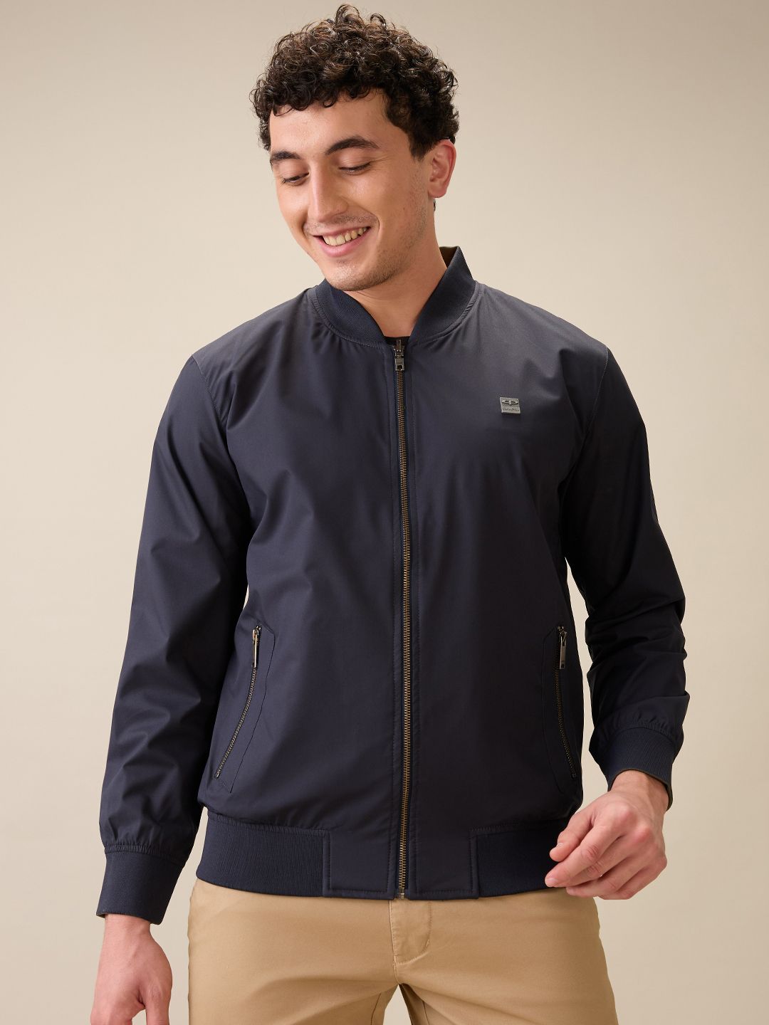 ColorPlus Stand Collar Reversible Bomber Jacket