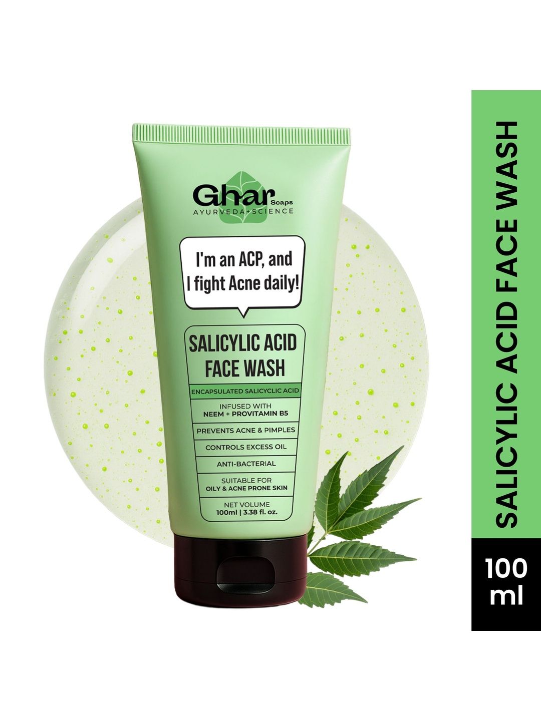 GHAR SOAPS Salicylic Acid & Neem Face Wash For Anti Acne - 100 ml